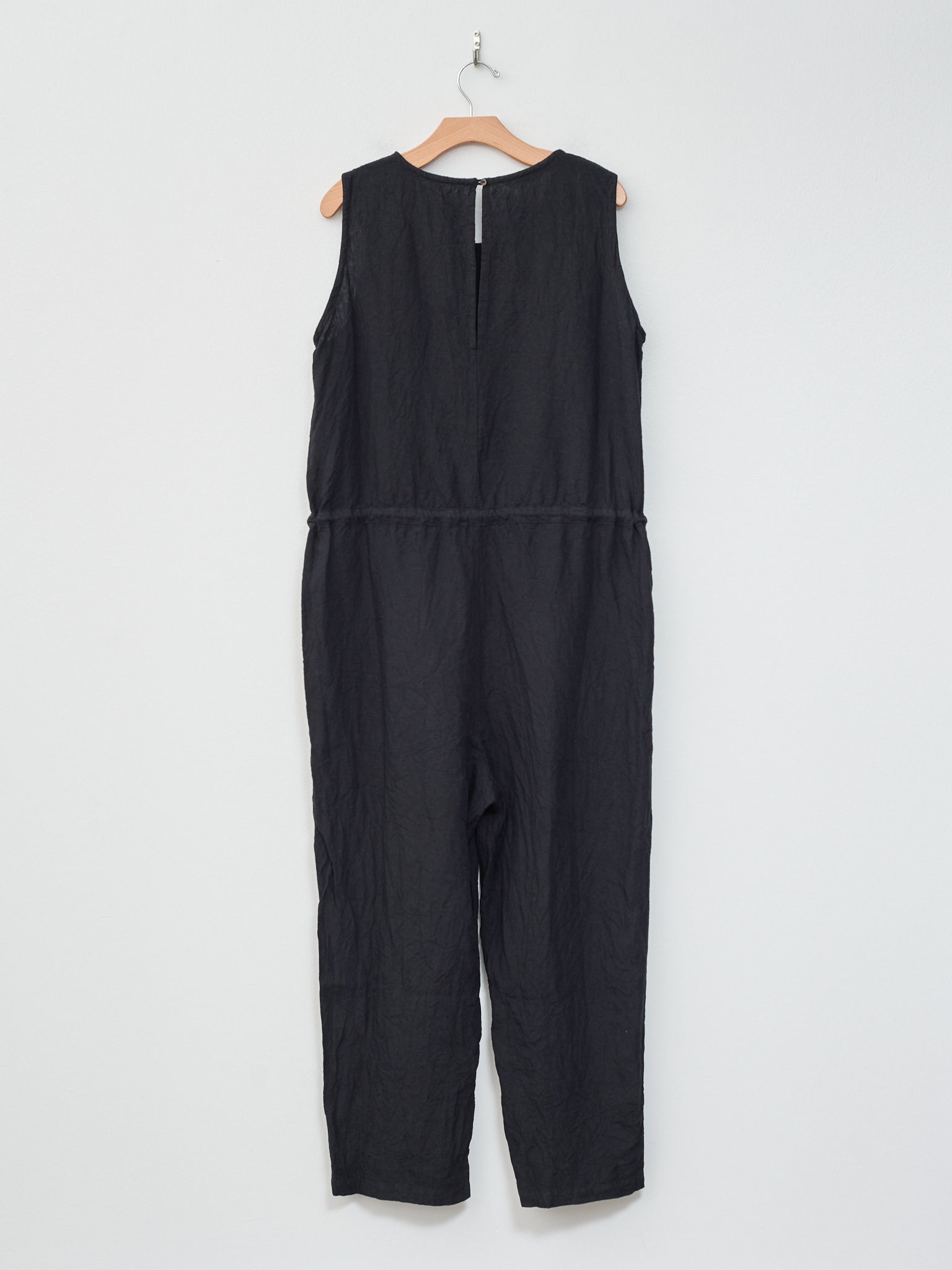 Namu Shop - Ichi Antiquites Linen Canvas Sleeveless Jumpsuit - black