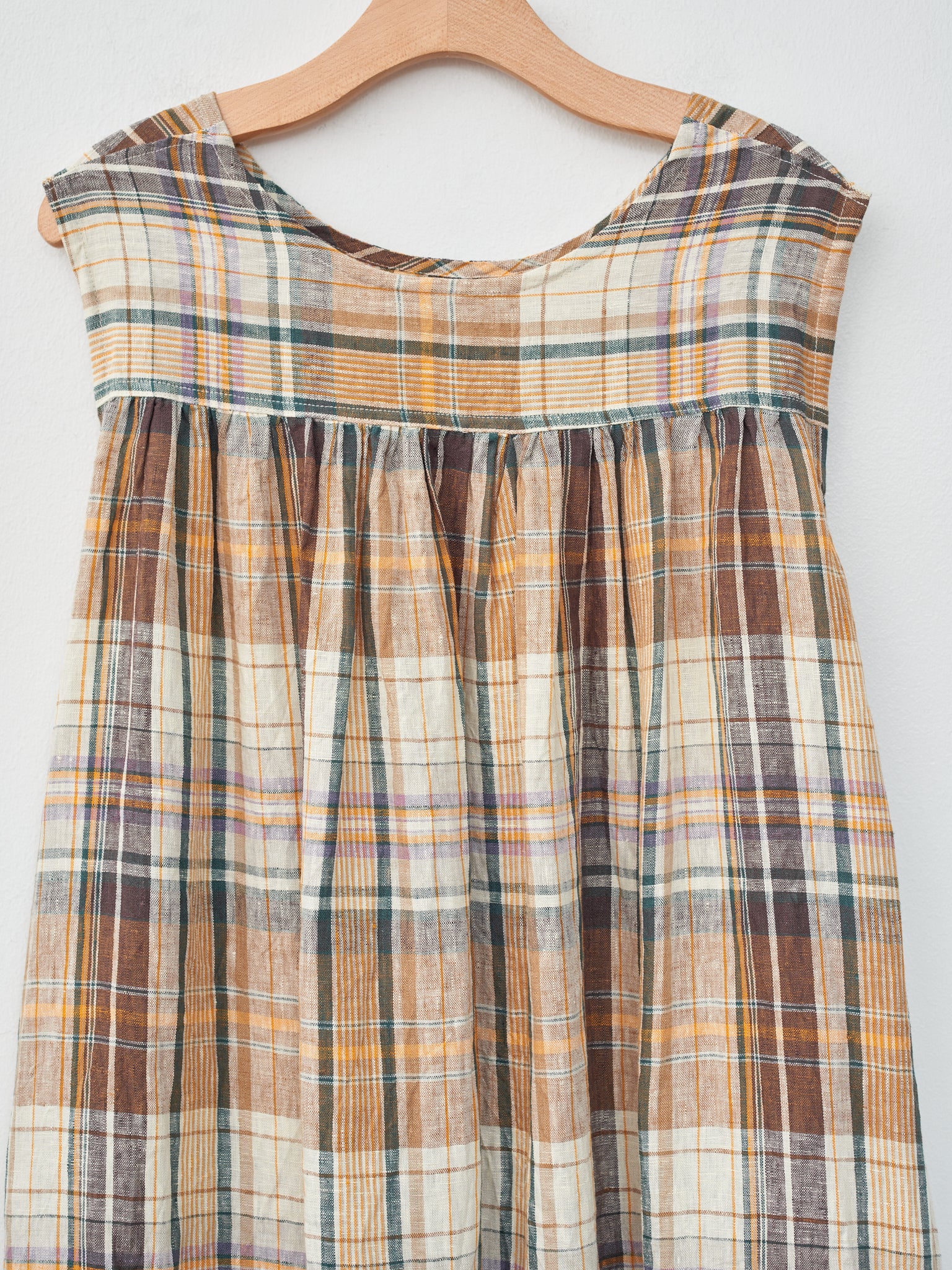 Namu Shop - Ichi Antiquites Linen Check Dress - Beige