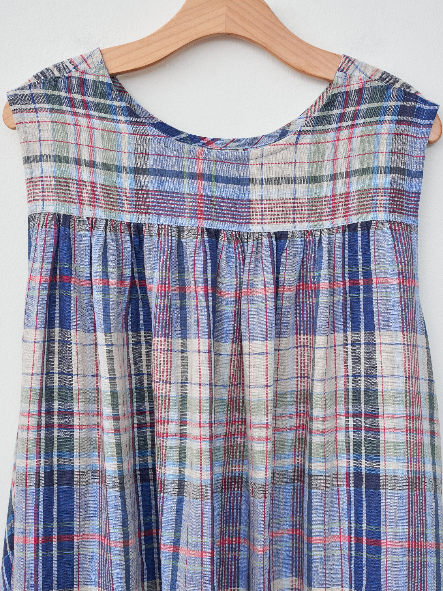 Namu Shop - Ichi Antiquites Linen Check Dress - Navy