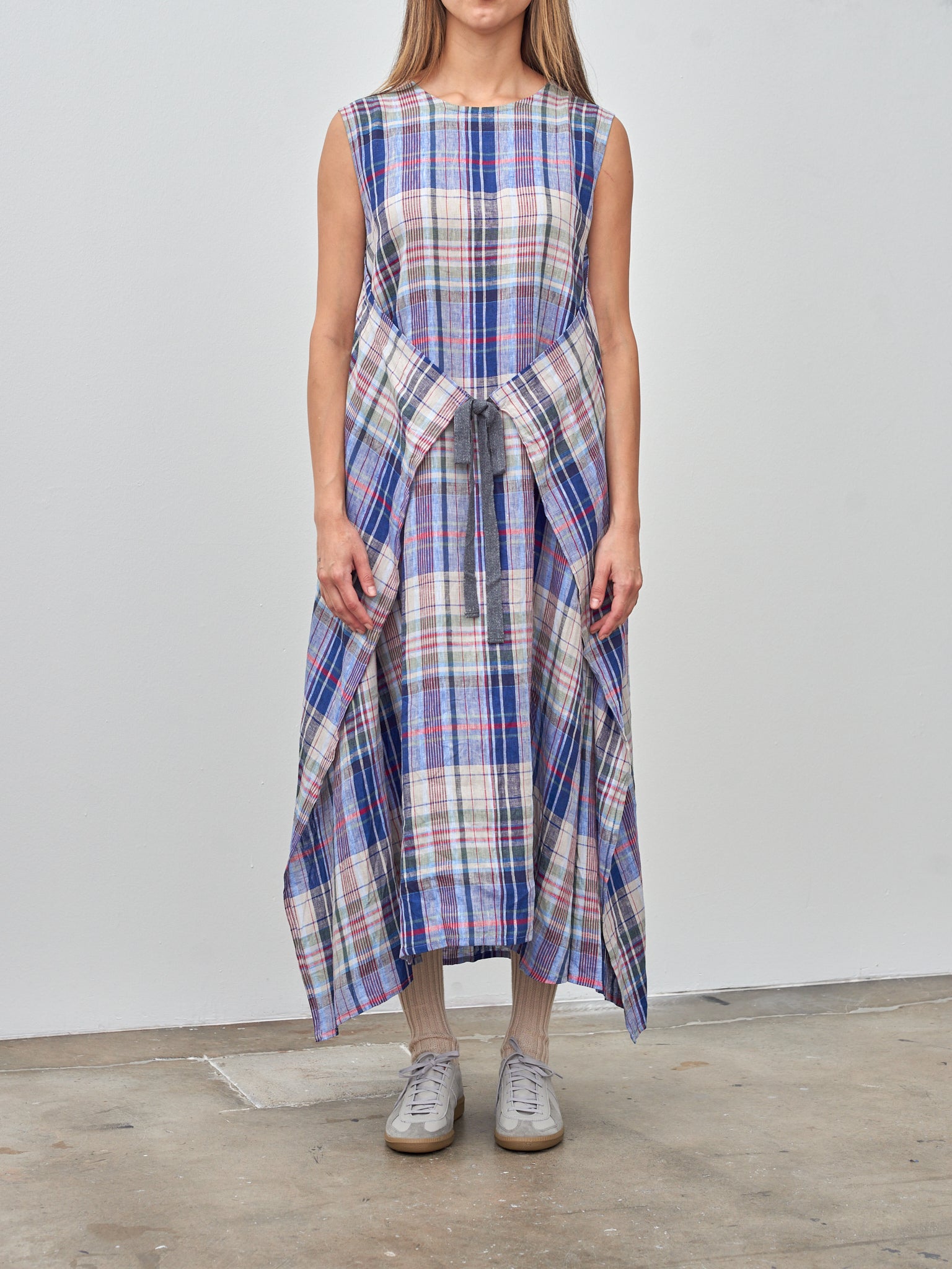 Namu Shop - Ichi Antiquites Linen Check Dress - Navy