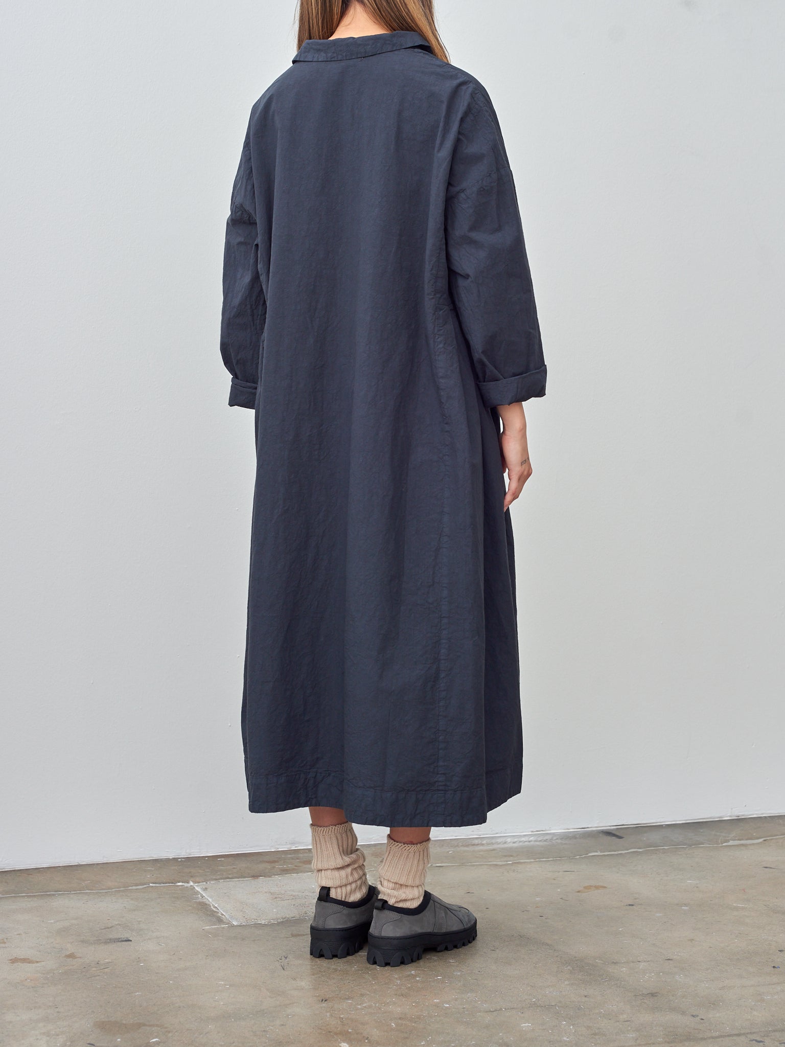 Namu Shop - Veritecoeur Shrink Yoke Dress - Navy Black