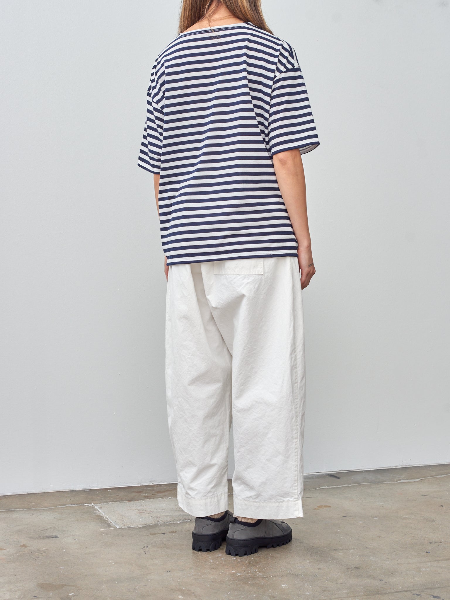 Namu Shop - Veritecoeur Border Half Sleeve Tee - Navy