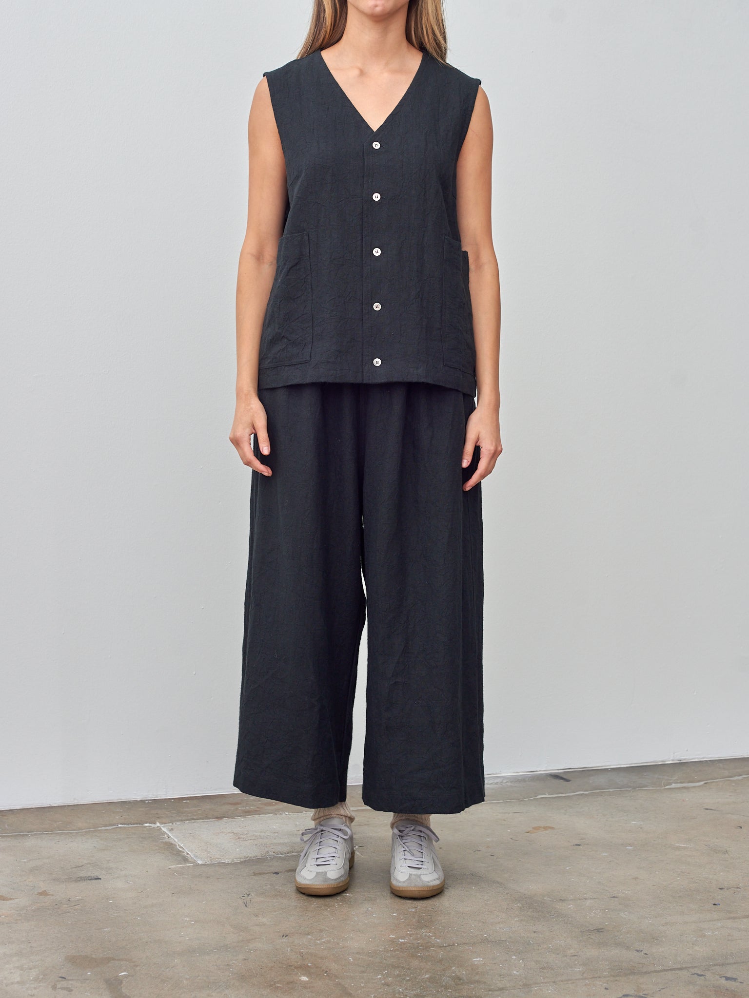 Namu Shop - Ichi Antiquites Linen Vintage Vest - Black