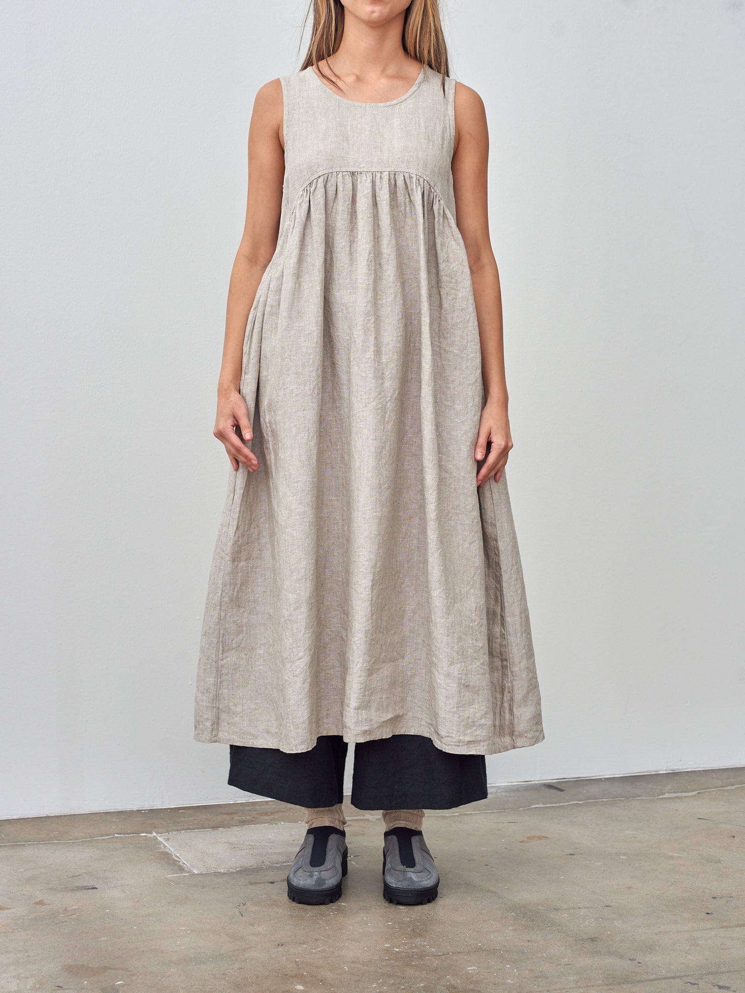 Namu Shop - Ichi Antiquites Linen Canvas Dress - Natural