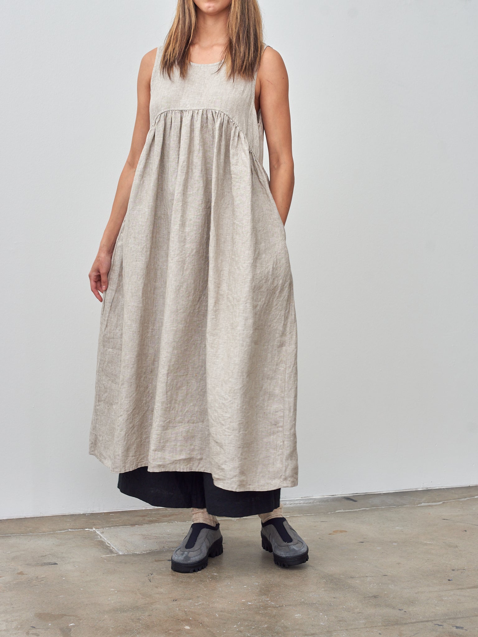 Namu Shop - Ichi Antiquites Linen Canvas Dress - Natural