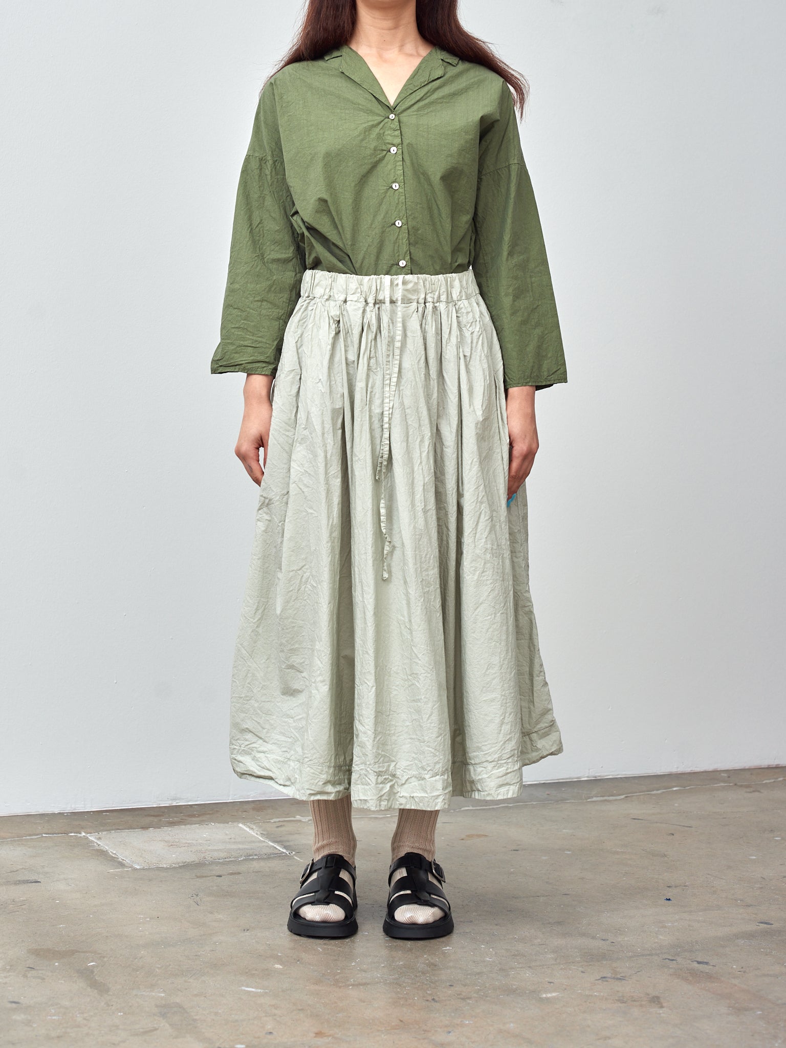 Namu Shop - Album di Famiglia Pleated Long Skirt TC - Almond