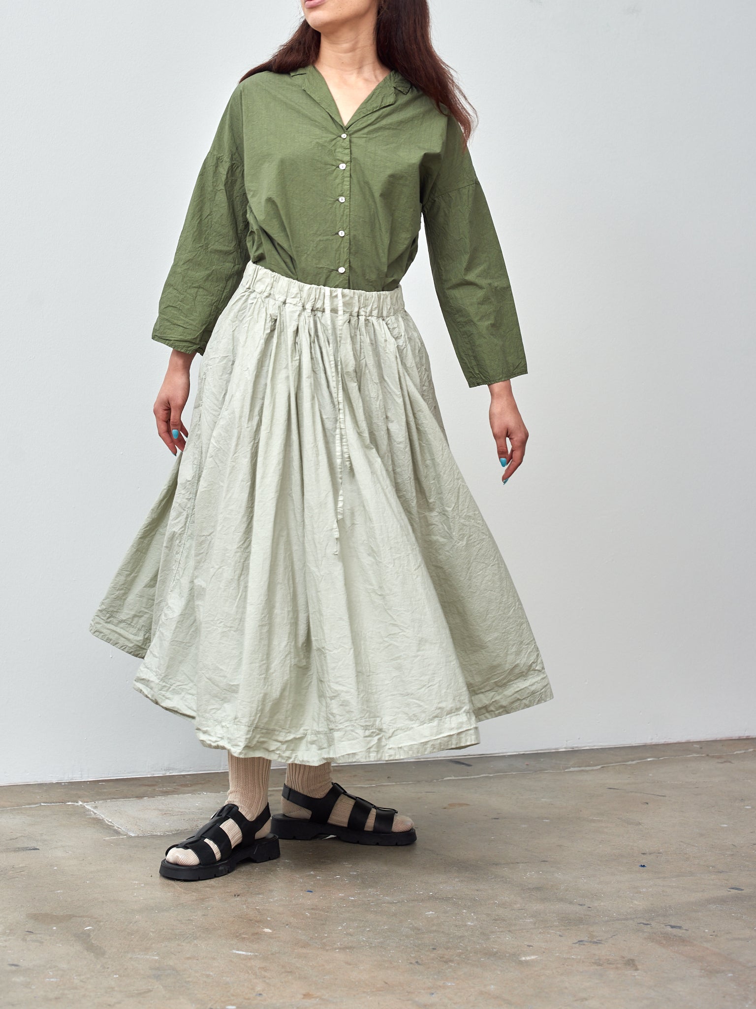 Namu Shop - Album di Famiglia Pleated Long Skirt TC - Almond