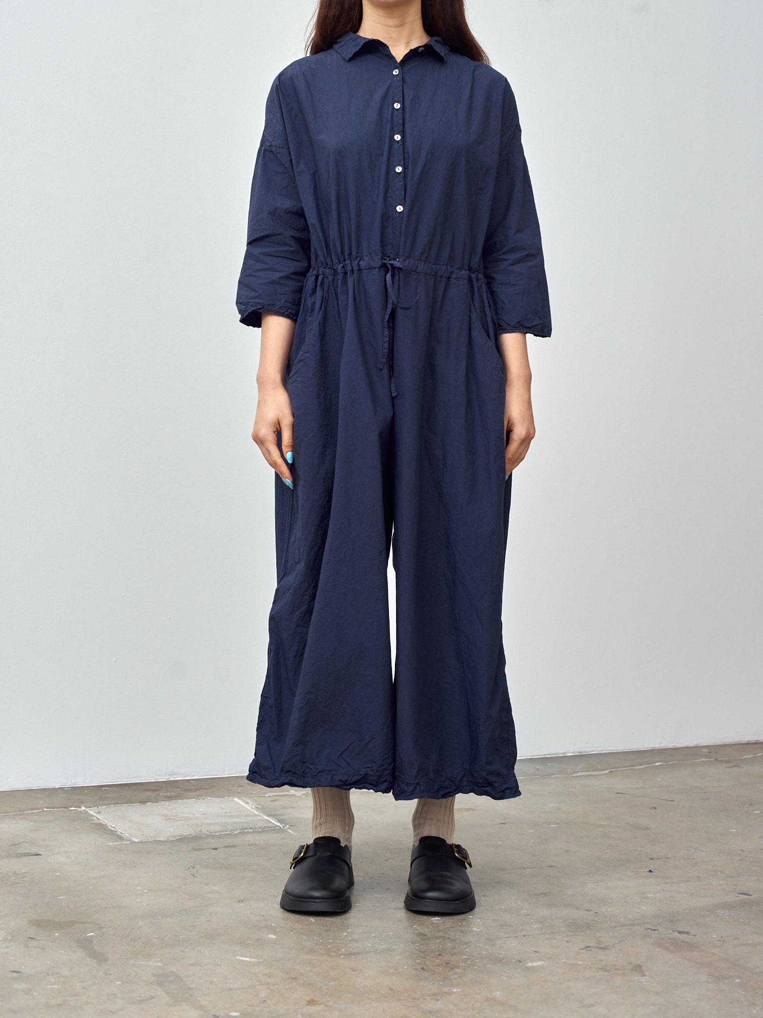Namu Shop - Album di Famiglia Oversized Collar Jumpsuit TC - Navy