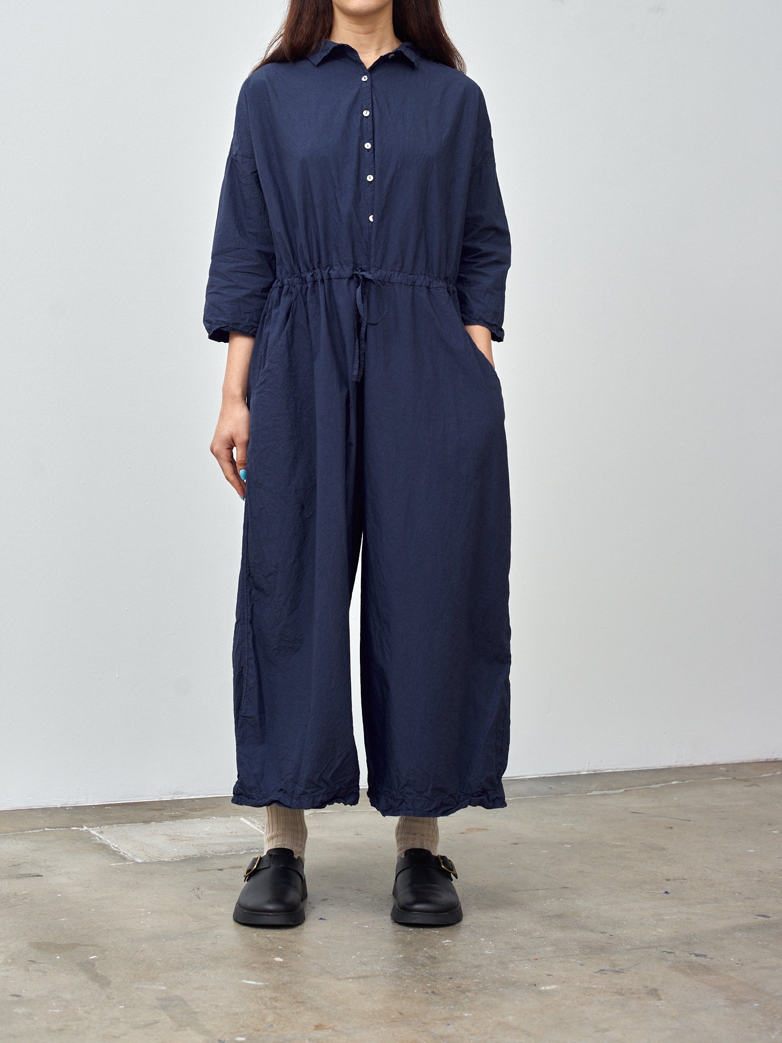 Namu Shop - Album di Famiglia Oversized Collar Jumpsuit TC - Navy