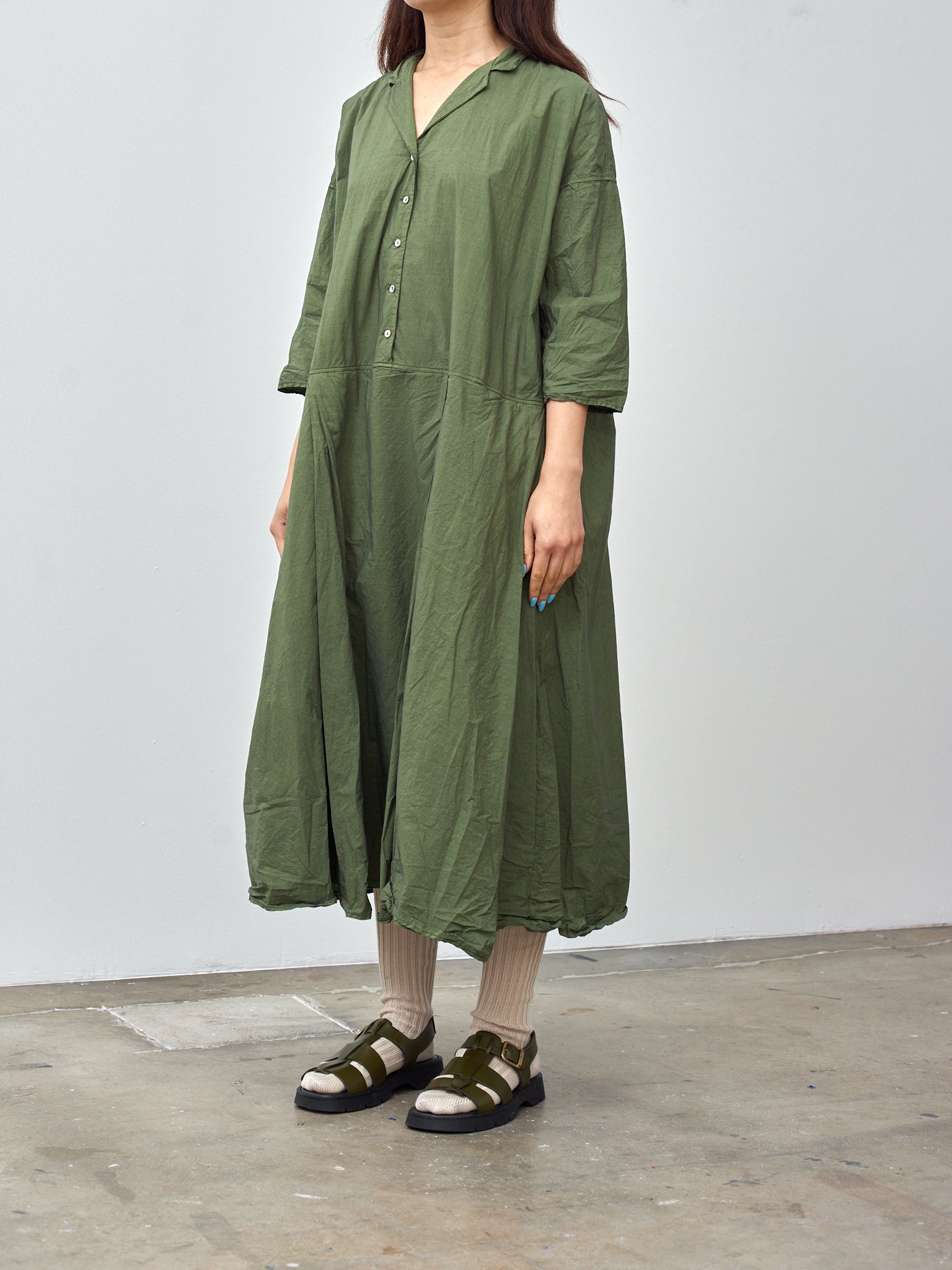 Namu Shop - Album di Famiglia Tailored Collar Dress TC - Green Lawn