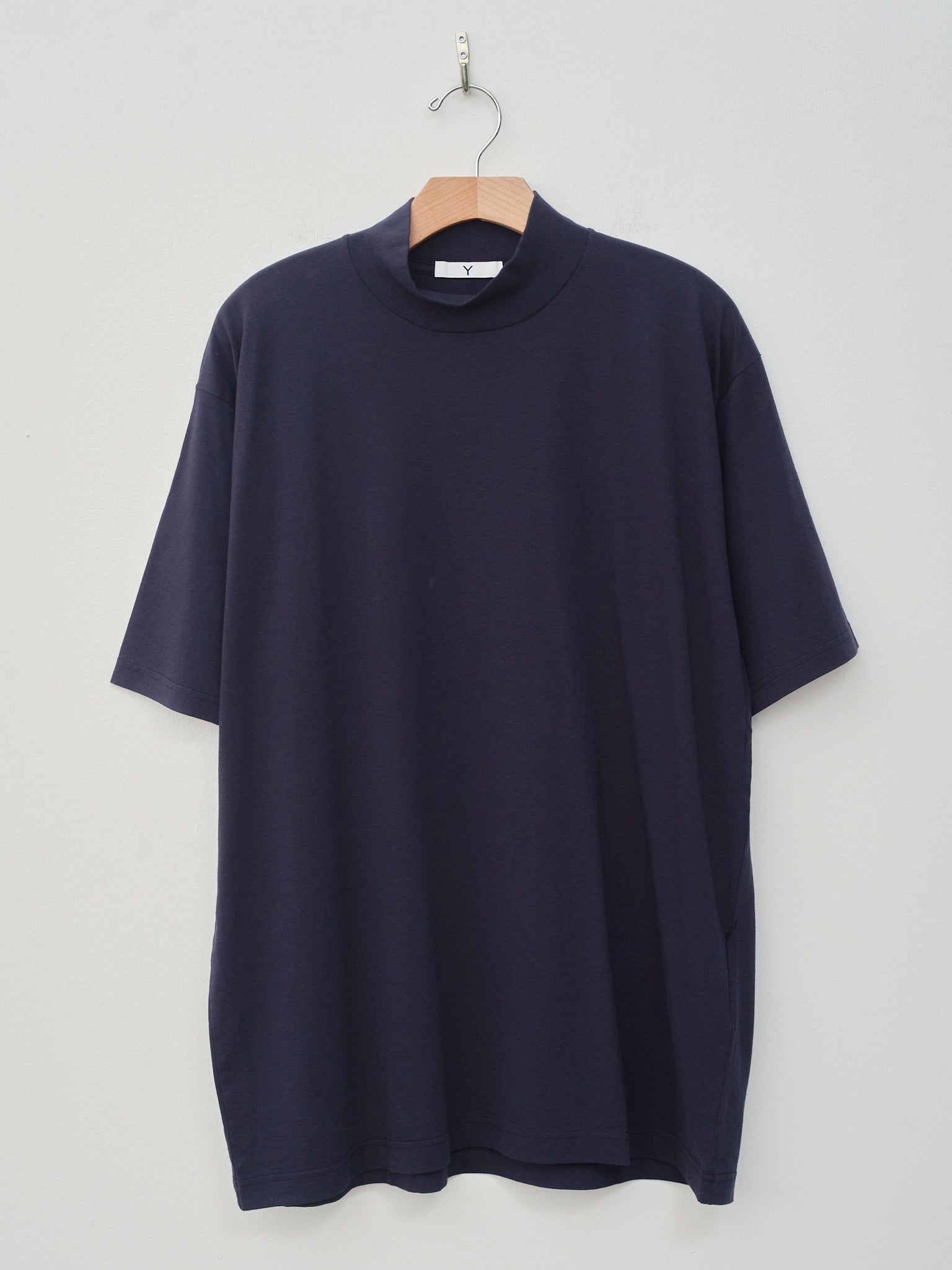 Namu Shop - Y Organic Cotton Jersey Mock Neck S/S Tee - Navy