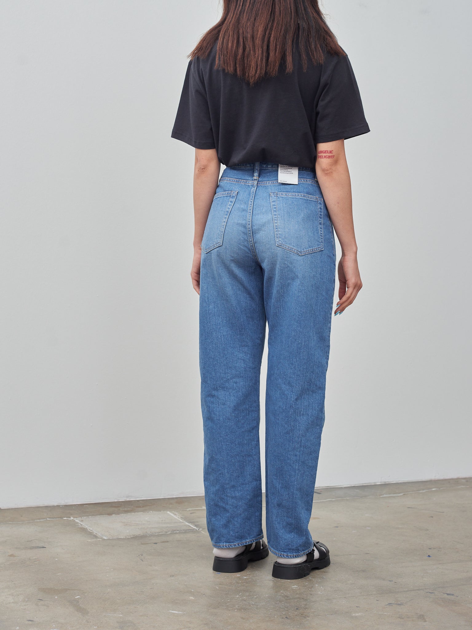 Namu Shop - Ciota High-Rise 5 Pocket Pants - Medium Dark Blue Damage