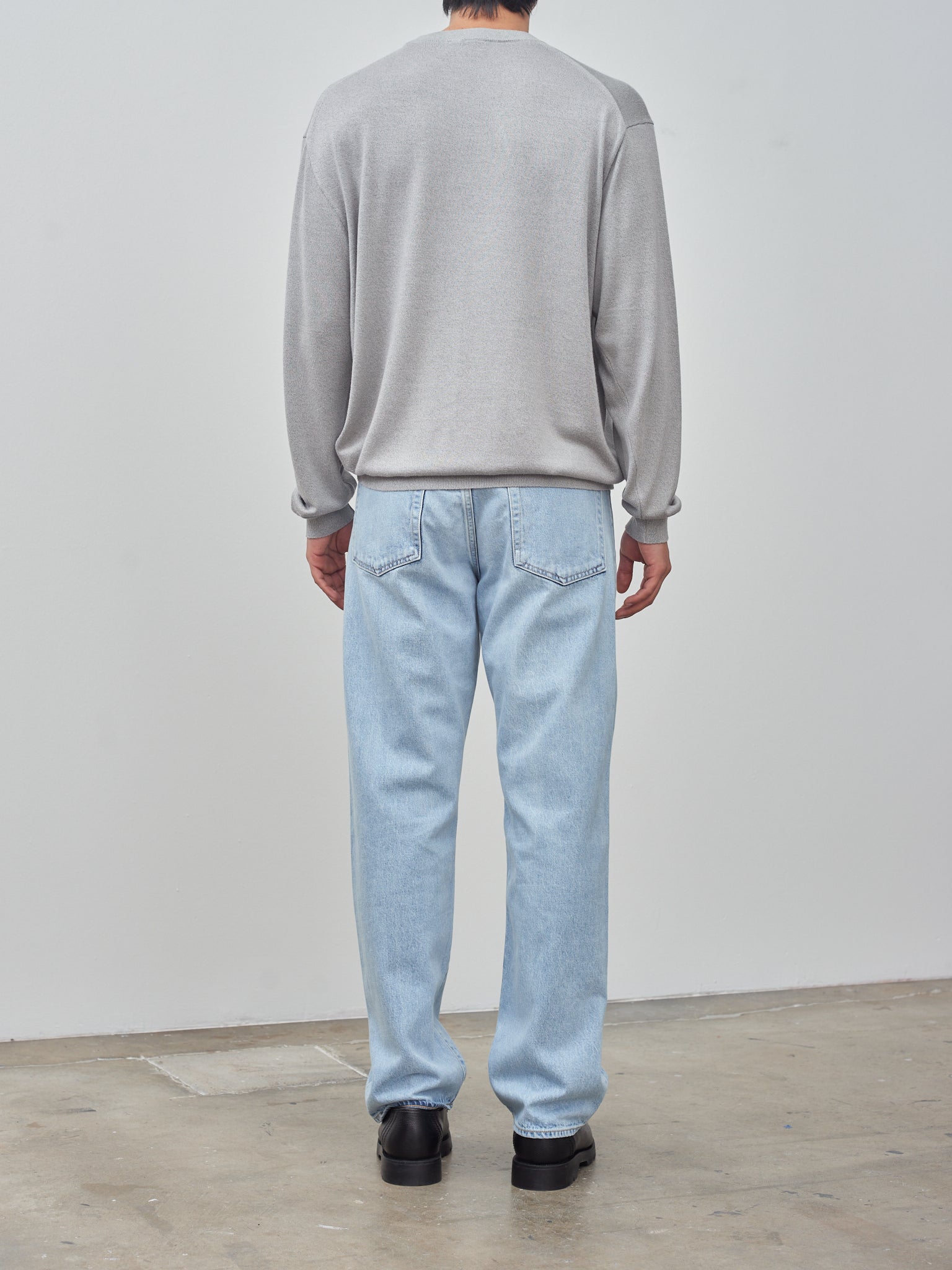 Namu Shop - Aton Garment Dyed Silk Washi Crewneck Sweater - Gray