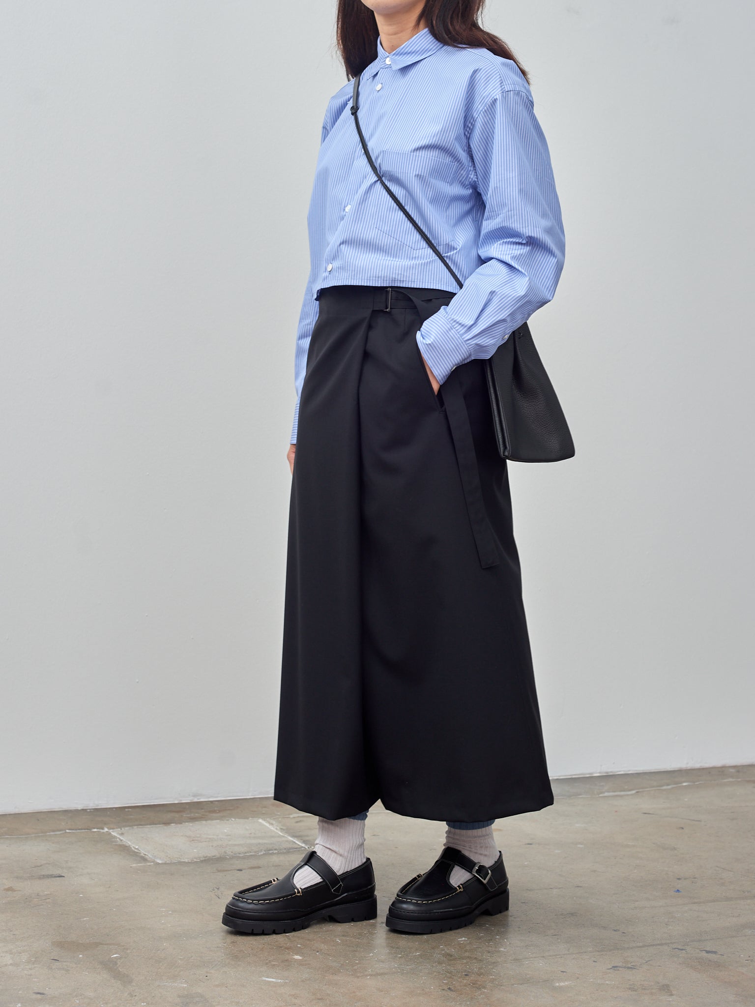 Namu Shop - Aton Wool Tropical Washed Skirt - Black