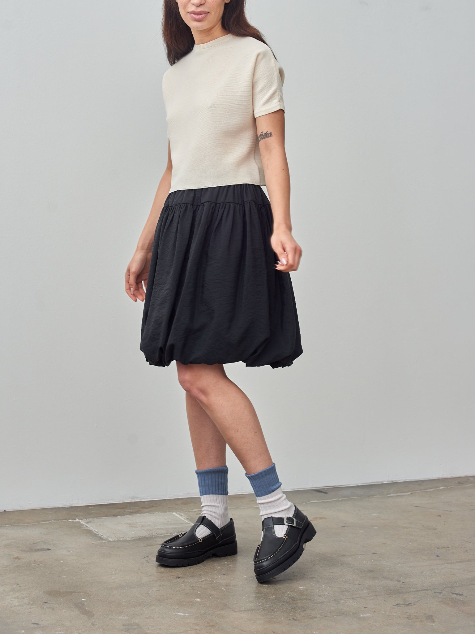 Namu Shop - Sara Lanzi Knitted Light Cotton T-Shirt - Milk