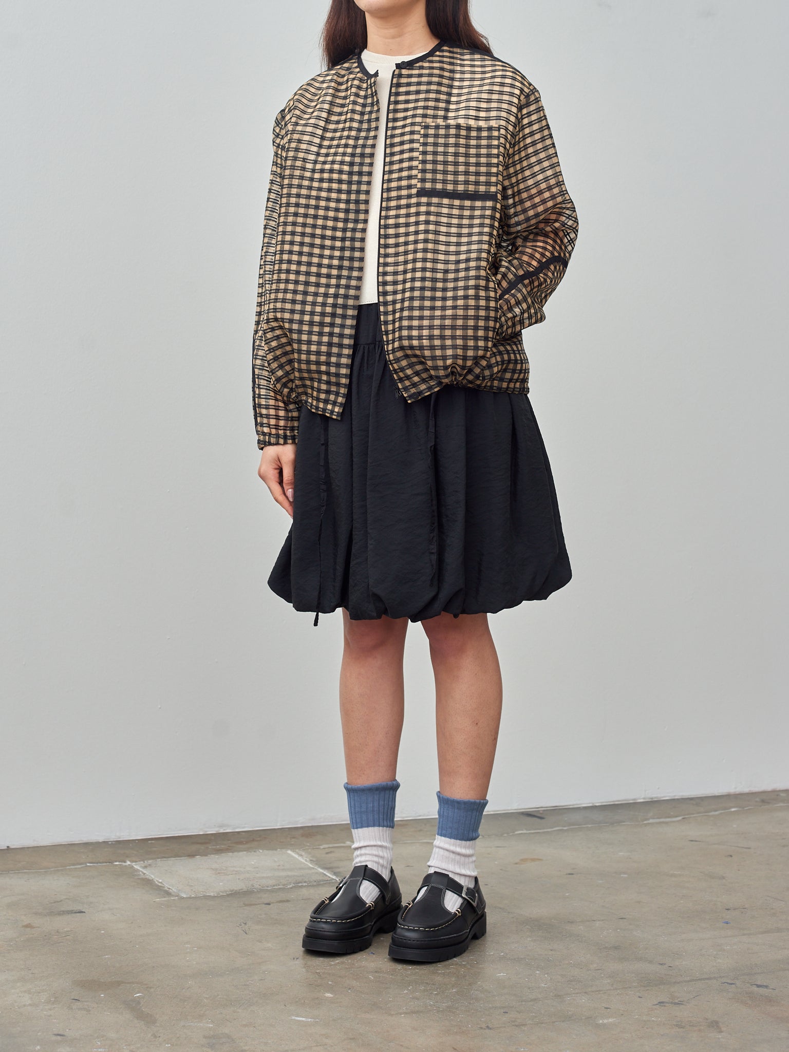 Namu Shop - Sara Lanzi Organza Bomber Jacket - Vichy Check