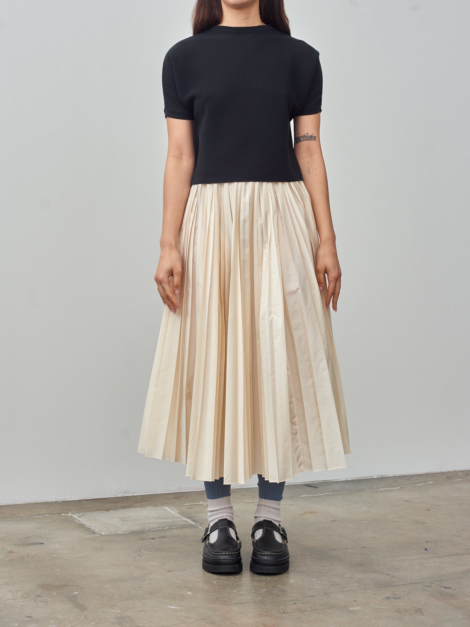 Namu Shop - Sara Lanzi Knitted Light Cotton T-Shirt - Black