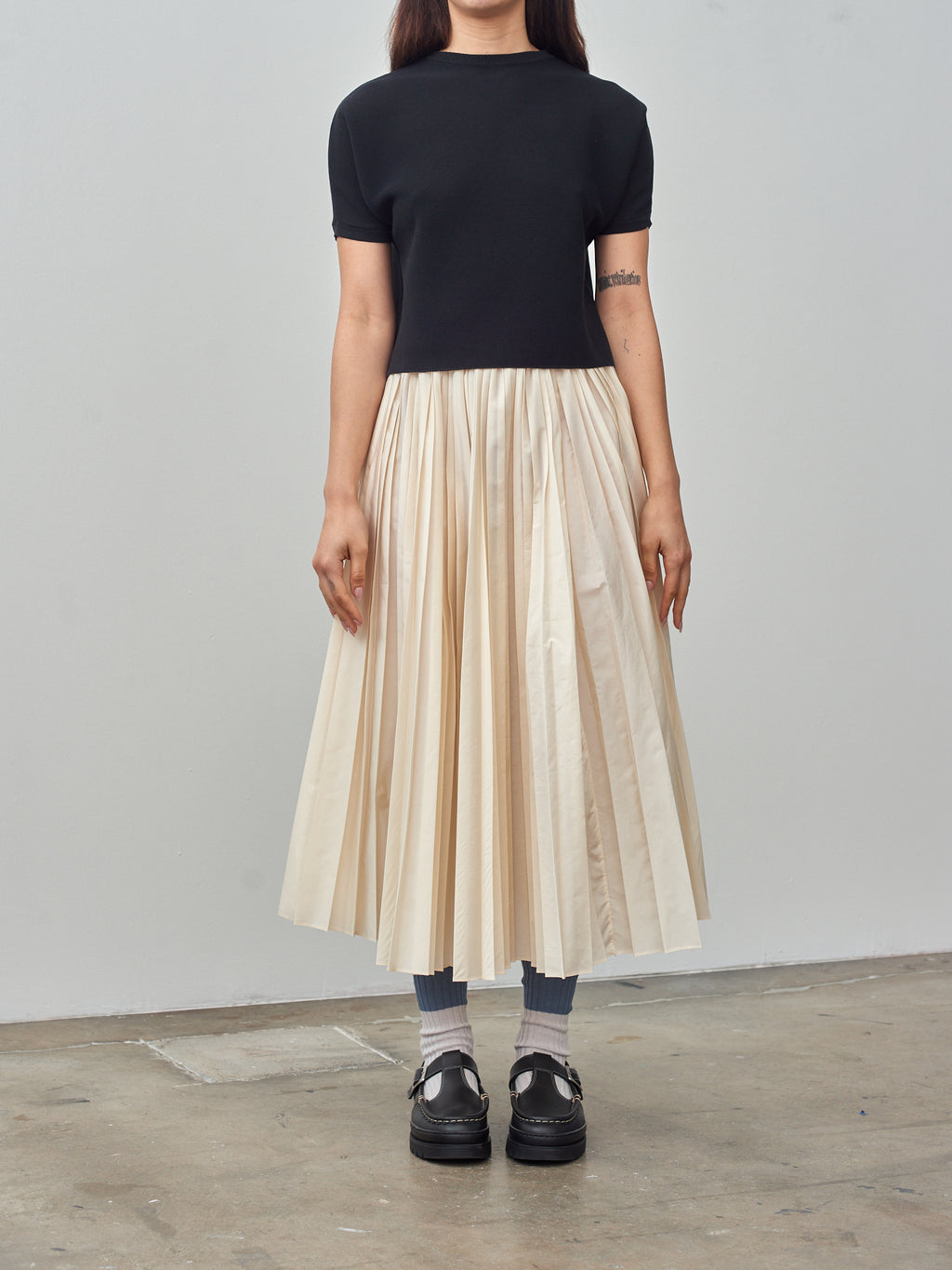 Namu Shop - Sara Lanzi Knitted Light Cotton T-Shirt - Black