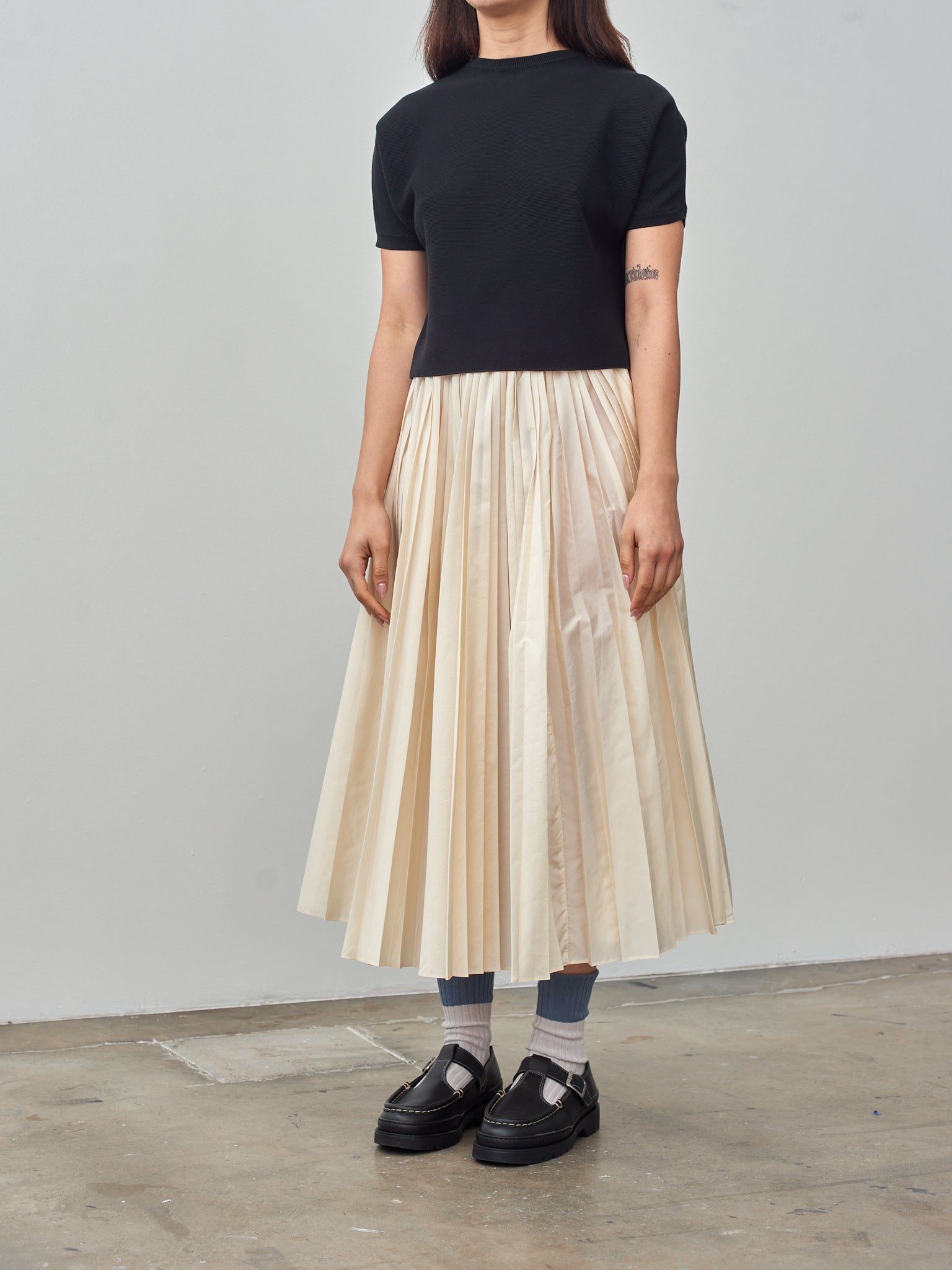 Namu Shop - Sara Lanzi Knitted Light Cotton T-Shirt - Black