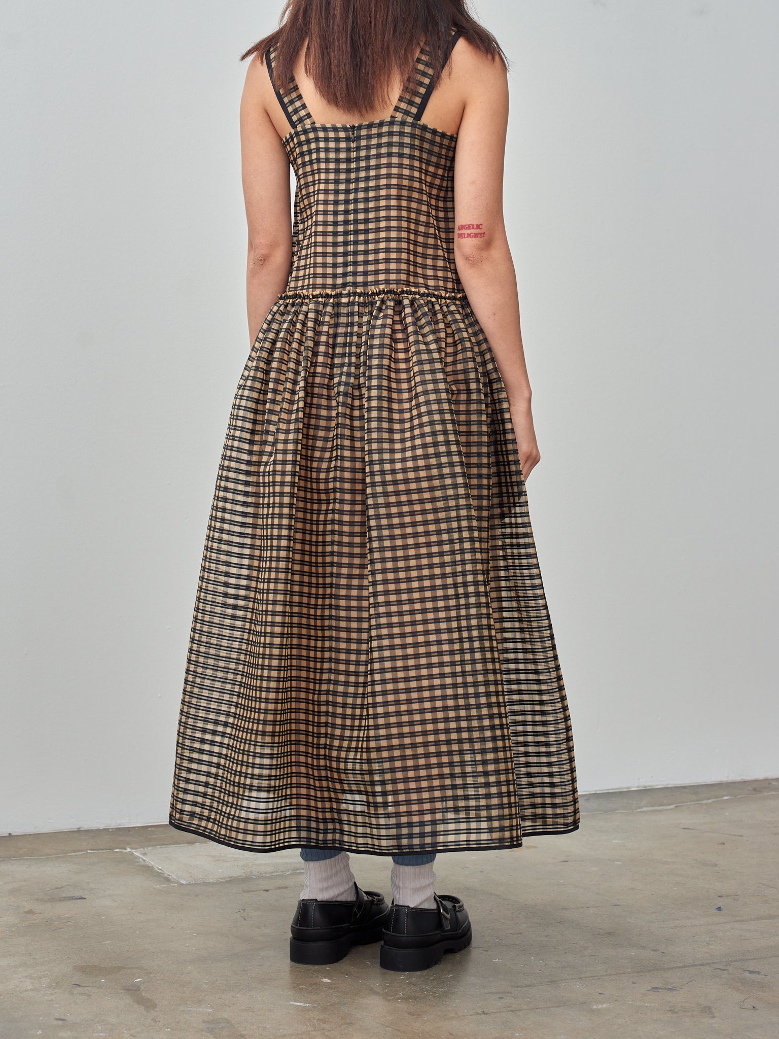 Namu Shop - Sara Lanzi Organza Strap Dress - Vichy Check
