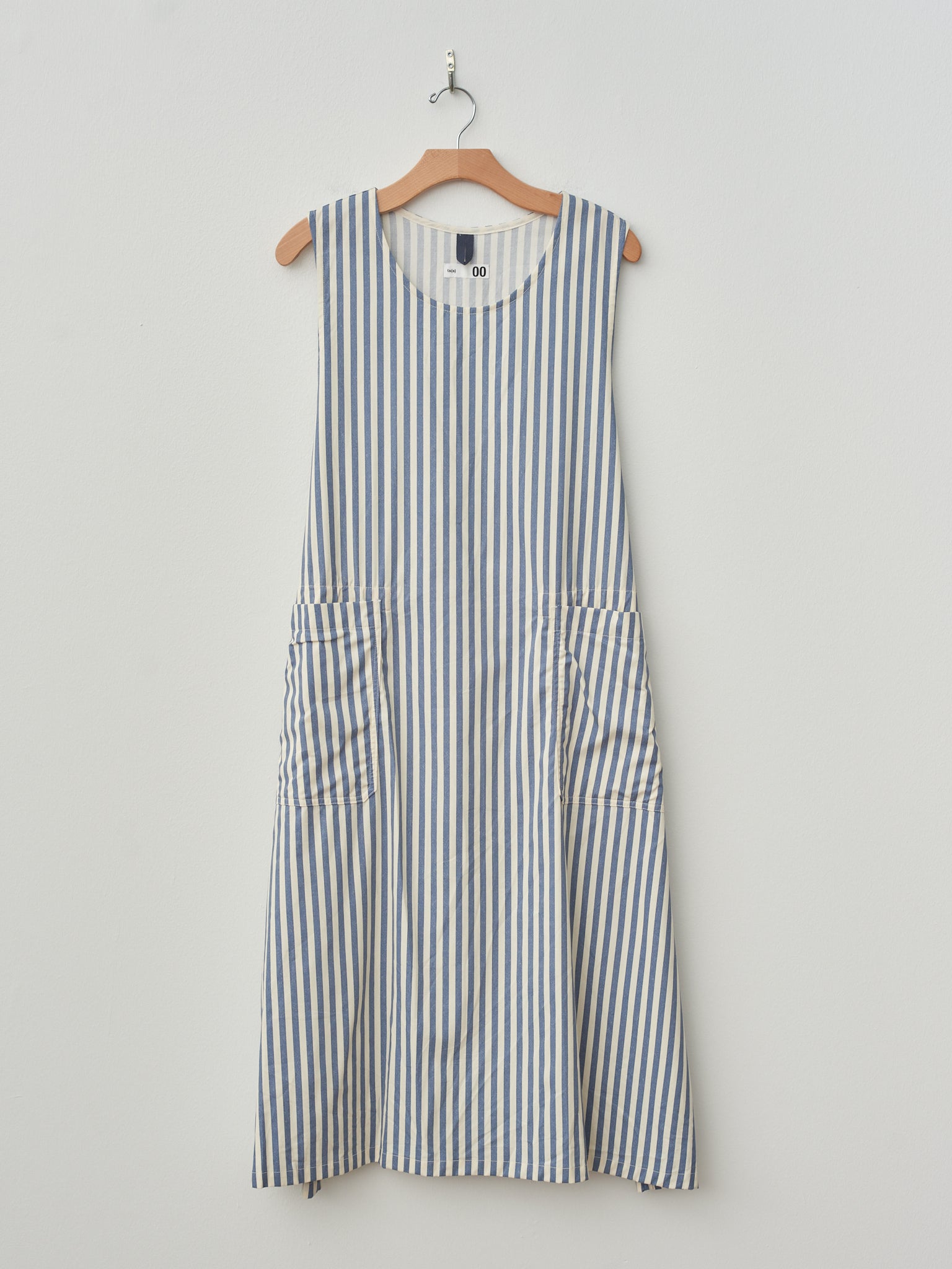Namu Shop - ts(s) Block Stripe Print Foldable Apron Dress - Blue