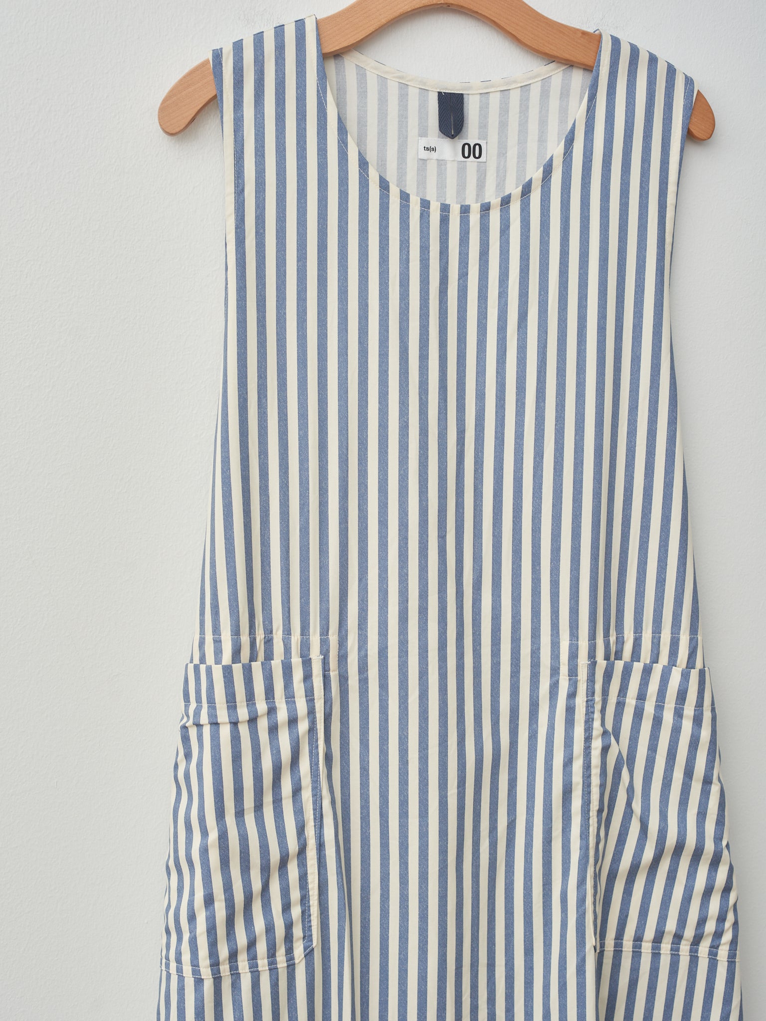 Namu Shop - ts(s) Block Stripe Print Foldable Apron Dress - Blue