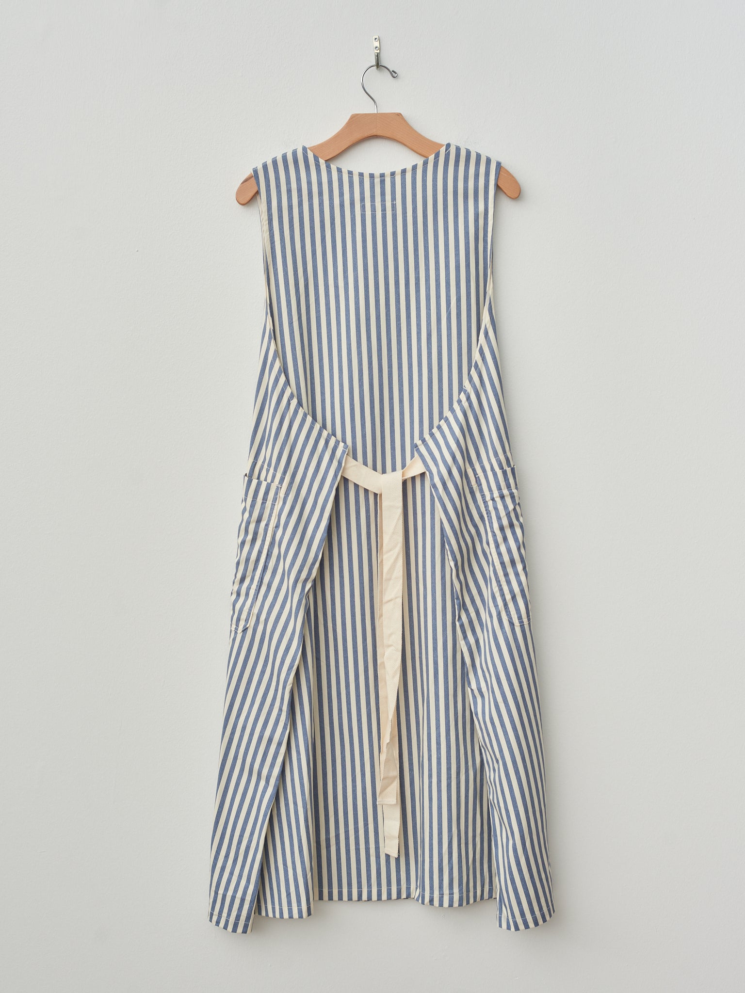 Namu Shop - ts(s) Block Stripe Print Foldable Apron Dress - Blue