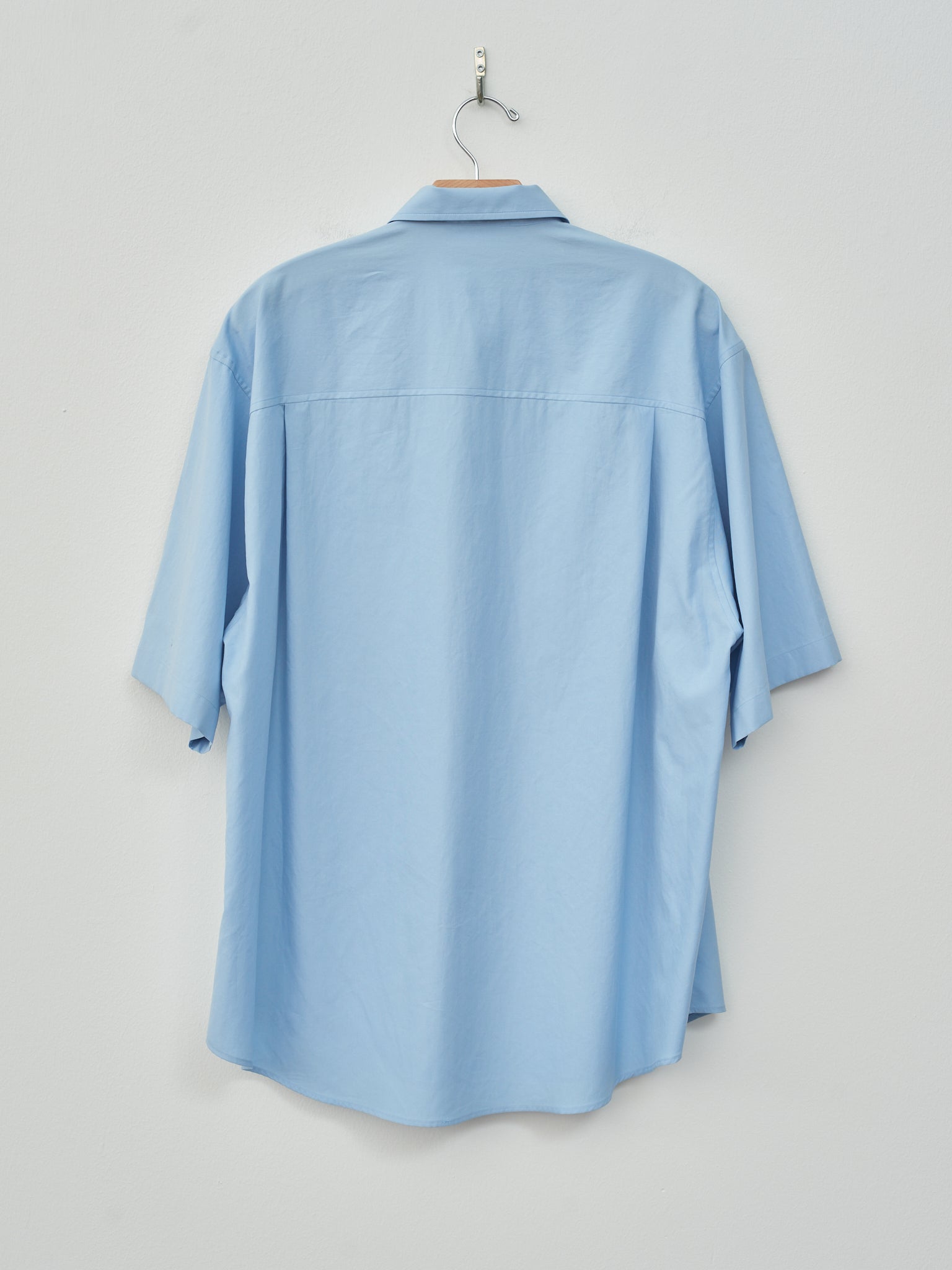 Namu Shop - Auralee Washed Finx Twill Big Half Sleeved Shirt - Sax Blue