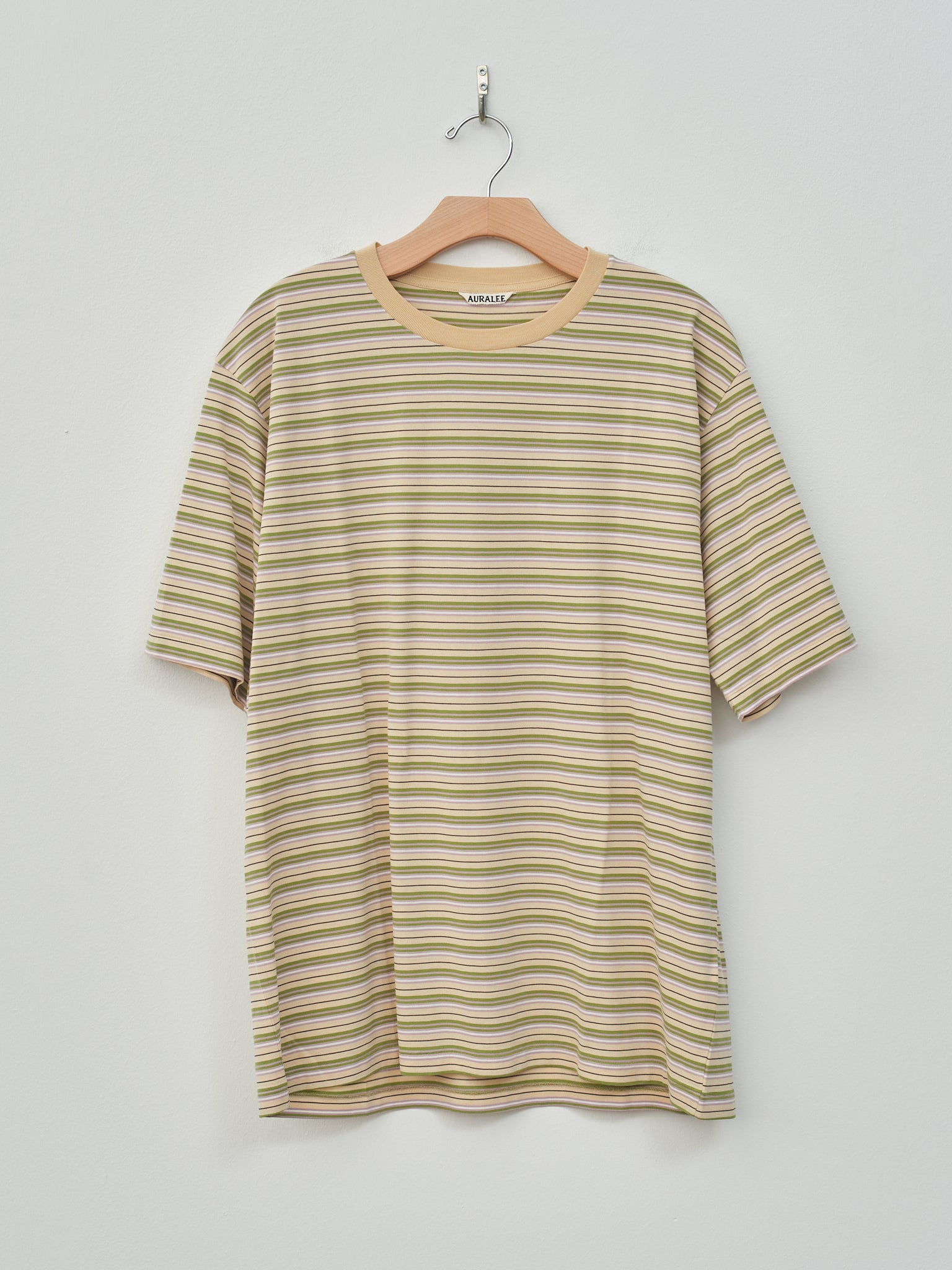 Namu Shop - Auralee Hard Twist Cotton Border Tee - Beige Border