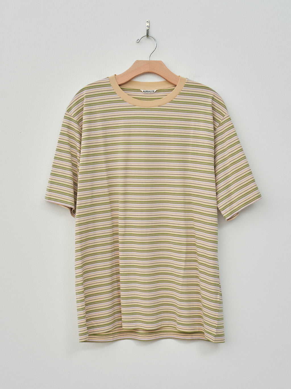 Namu Shop - Auralee Hard Twist Cotton Border Tee - Beige Border