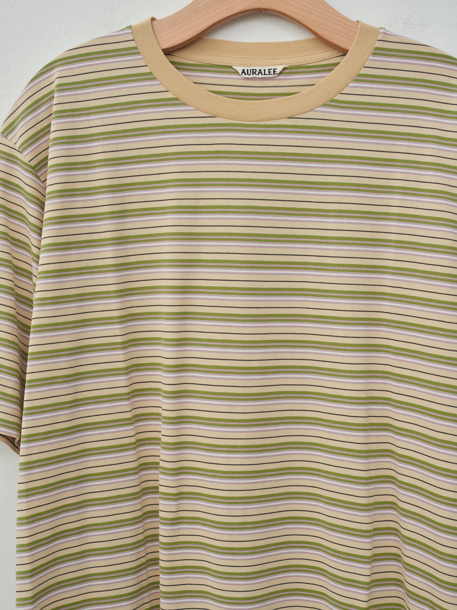 Namu Shop - Auralee Hard Twist Cotton Border Tee - Beige Border
