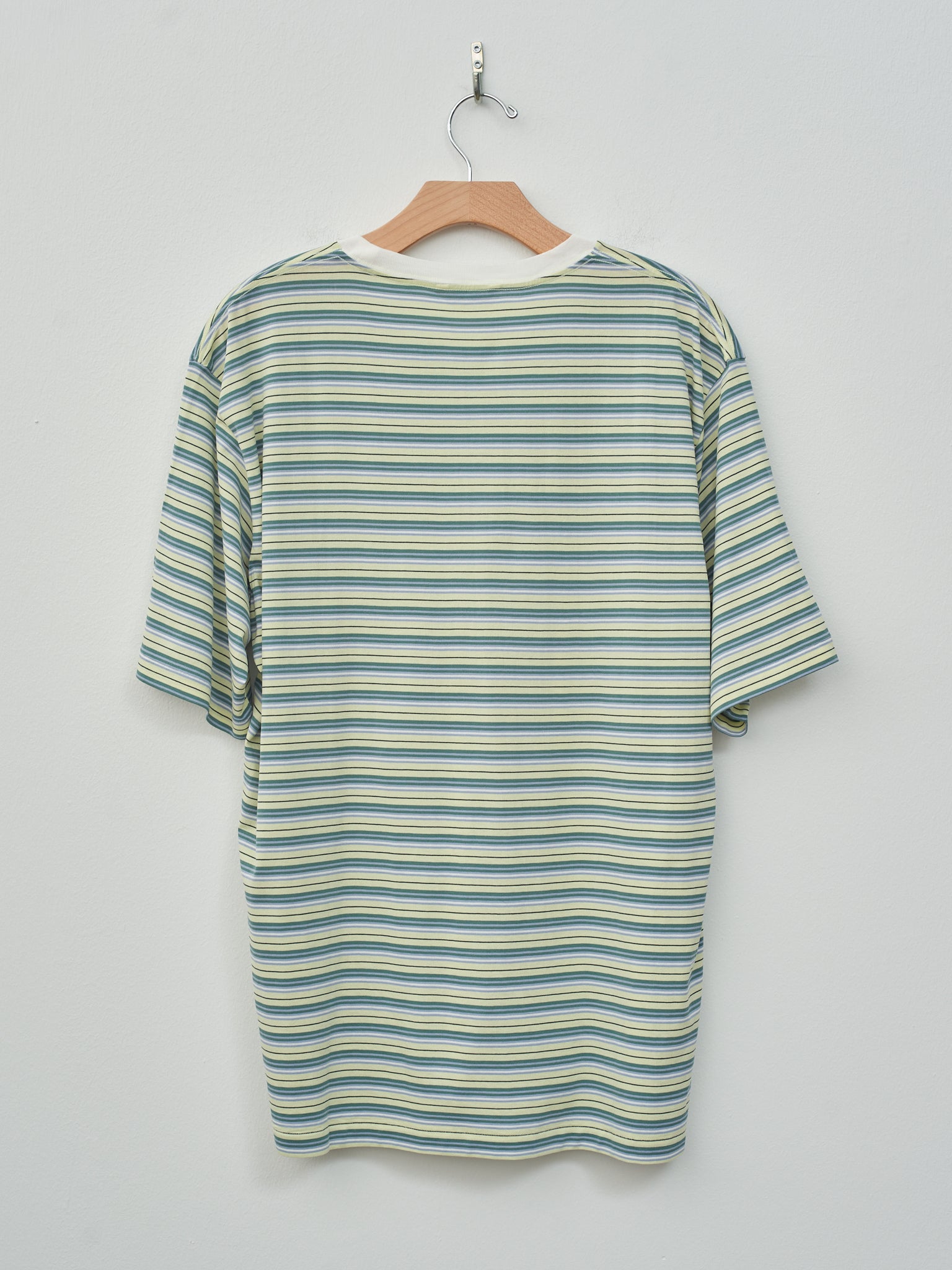 Namu Shop - Auralee Hard Twist Cotton Border Tee - Light Green Border