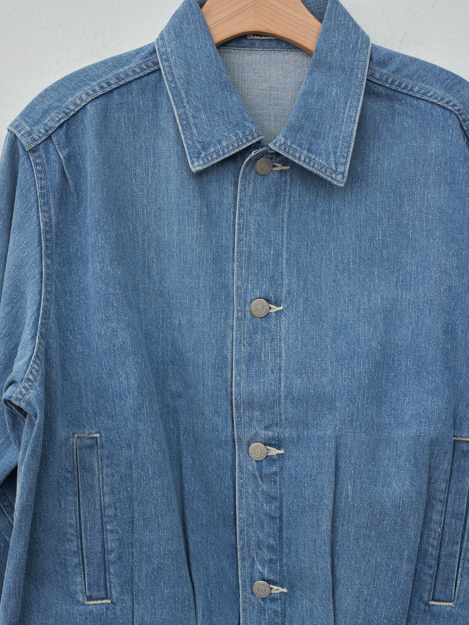 Namu Shop - Auralee Selvedge Faded Light Denim Blouson - Light Indigo