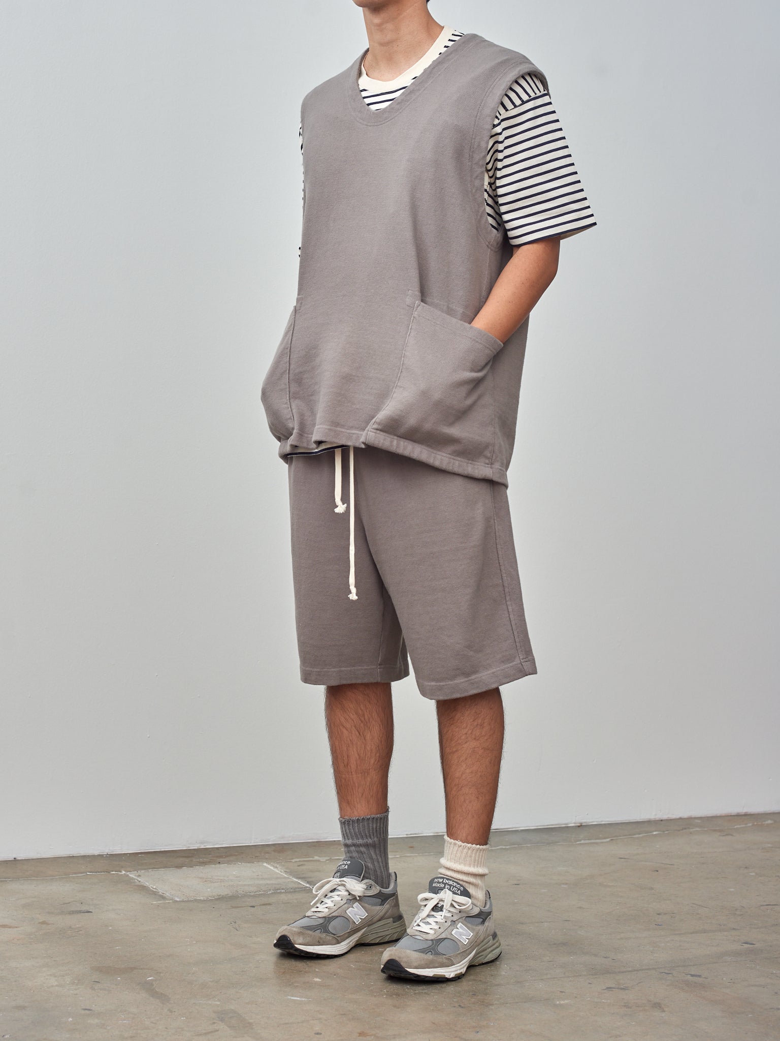 Namu Shop - ts(s) Soft Heavy Jersey Patch Pocket Vest - Gray