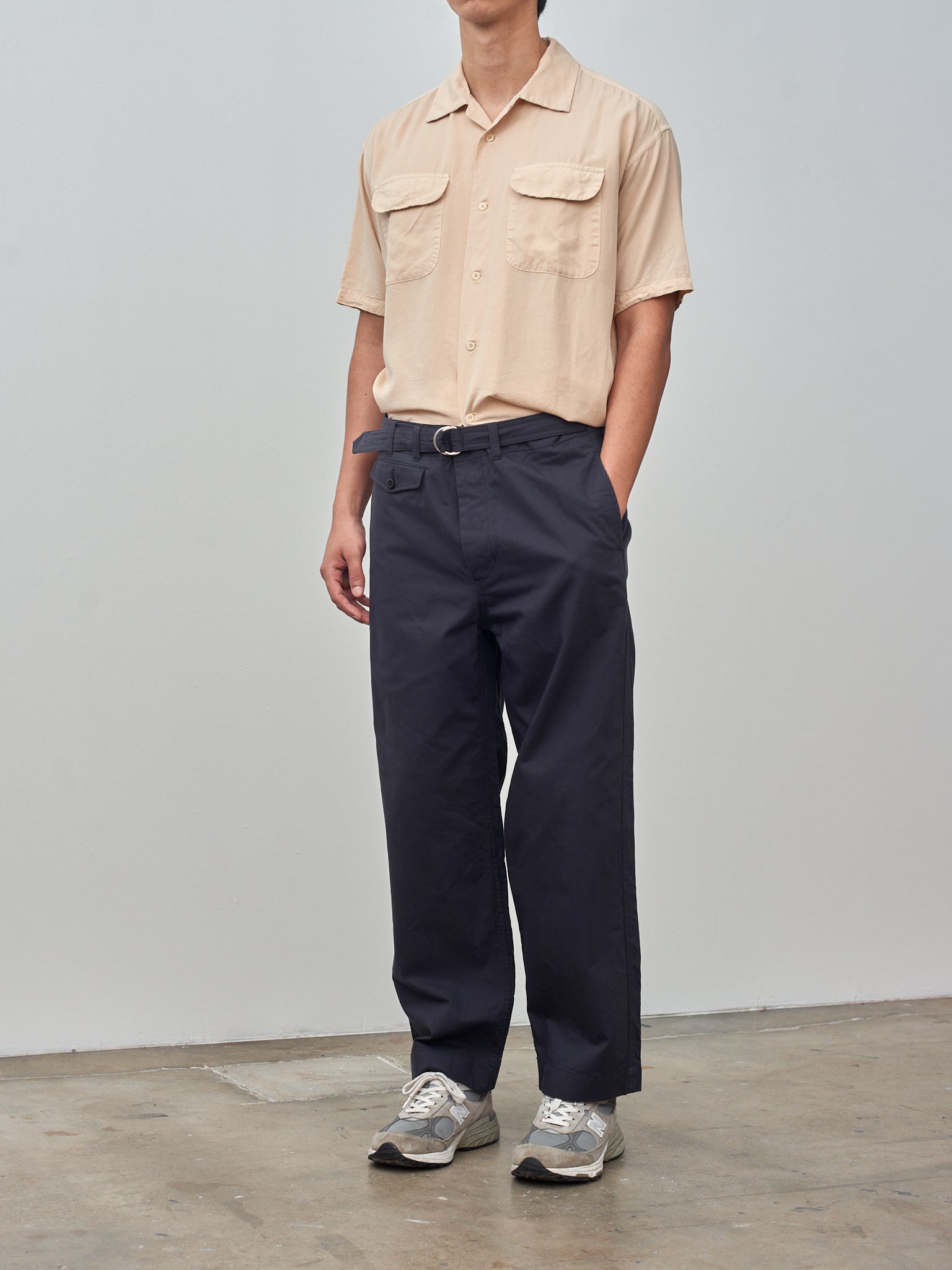 Namu Shop - ts(s) Cotton Slub D-Ring Belted Pants - Dark Navy
