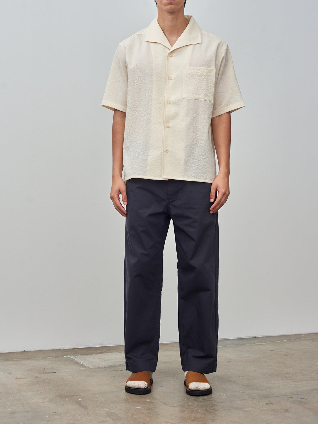 Namu Shop - Document Cotton Seersucker Summer Shirt - Off White