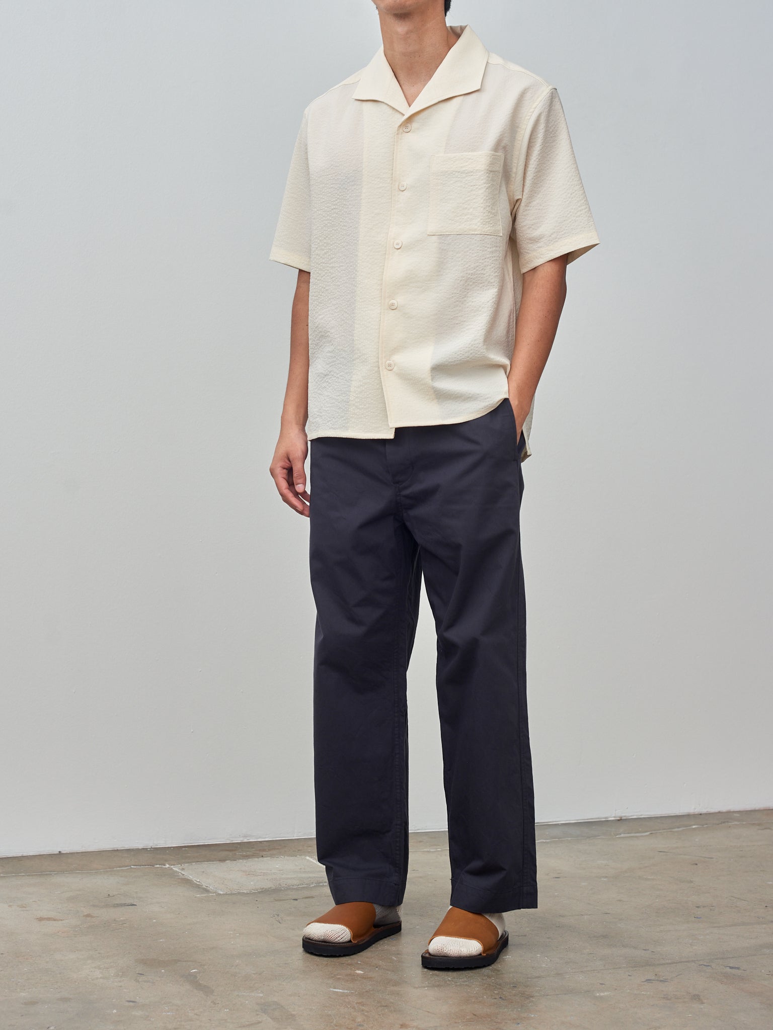 Namu Shop - Document Cotton Seersucker Summer Shirt - Off White