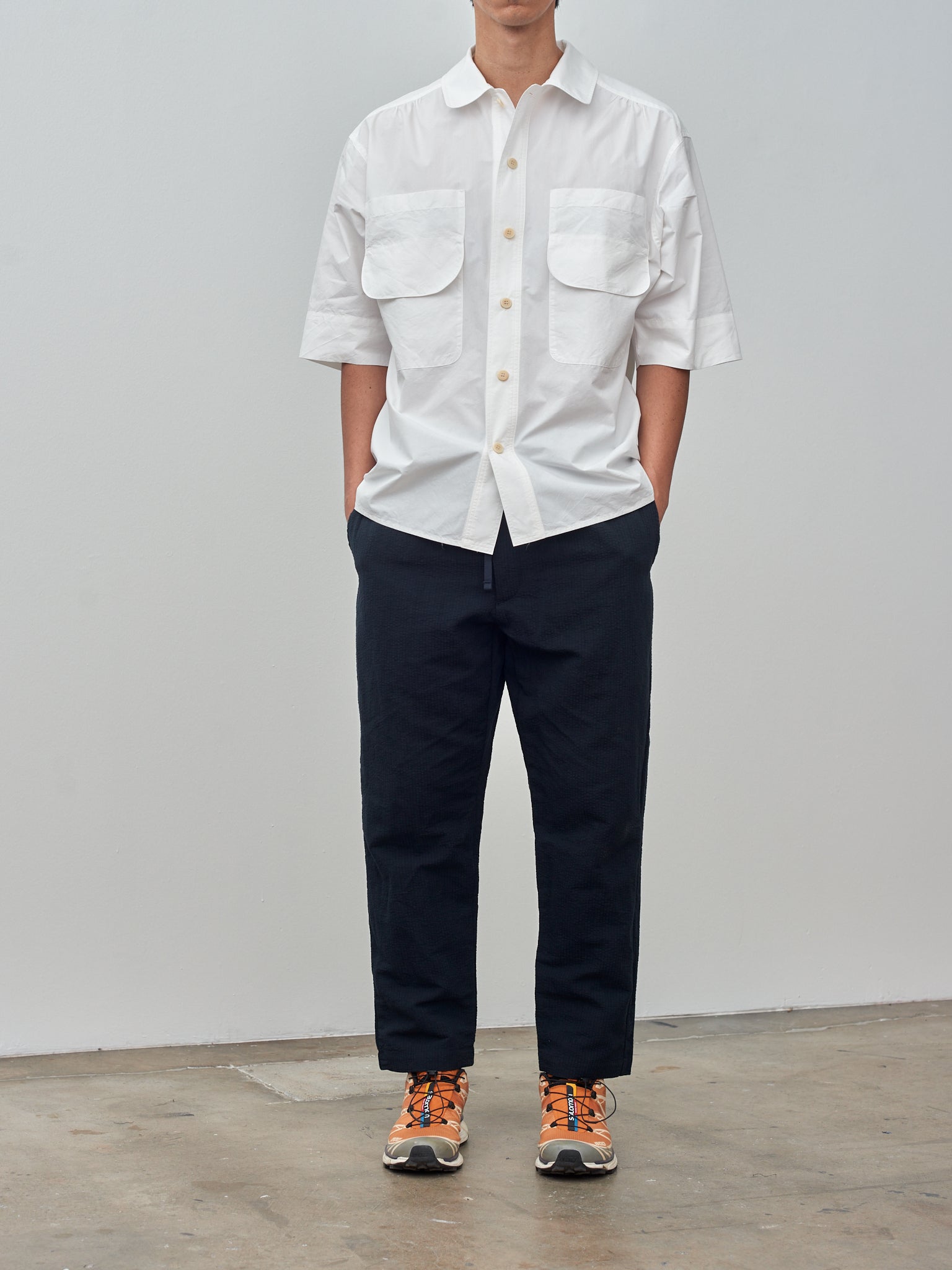 Namu Shop - Fujito Seersucker Easy Pants - Dark Navy