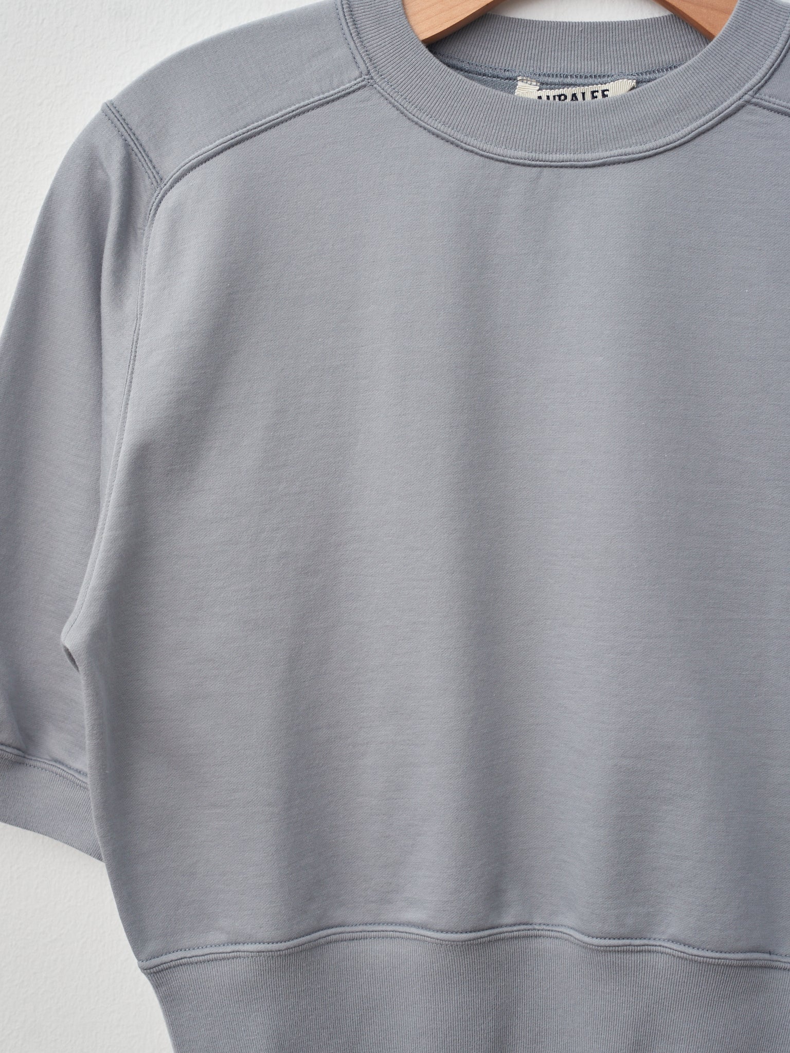 Namu Shop - Auralee Elastic High Gauge Sweat Half Sleeve Pullover - Blue Gray