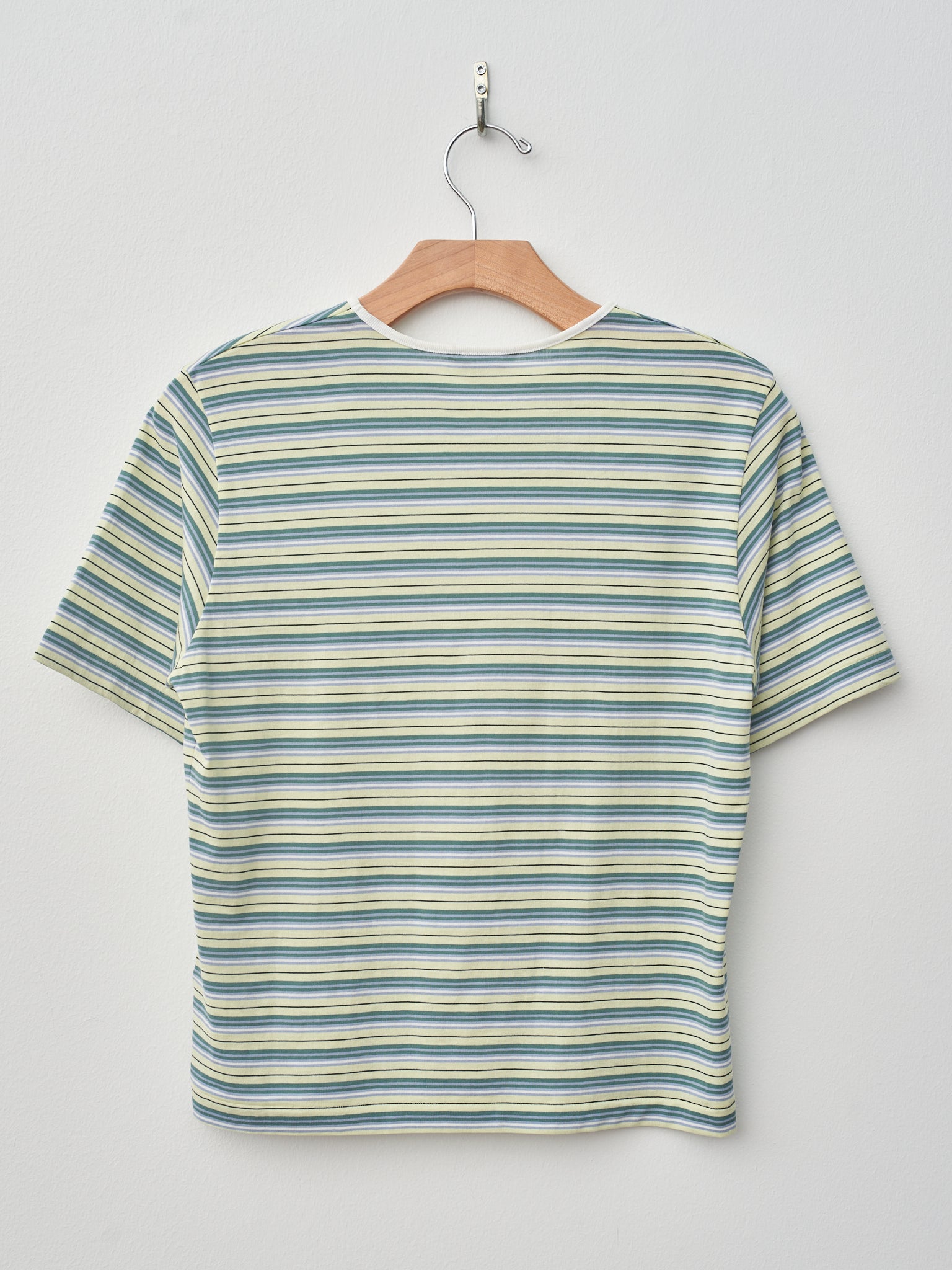 Namu Shop - Auralee Hard Twist Cotton Border Tee - Light Green Border