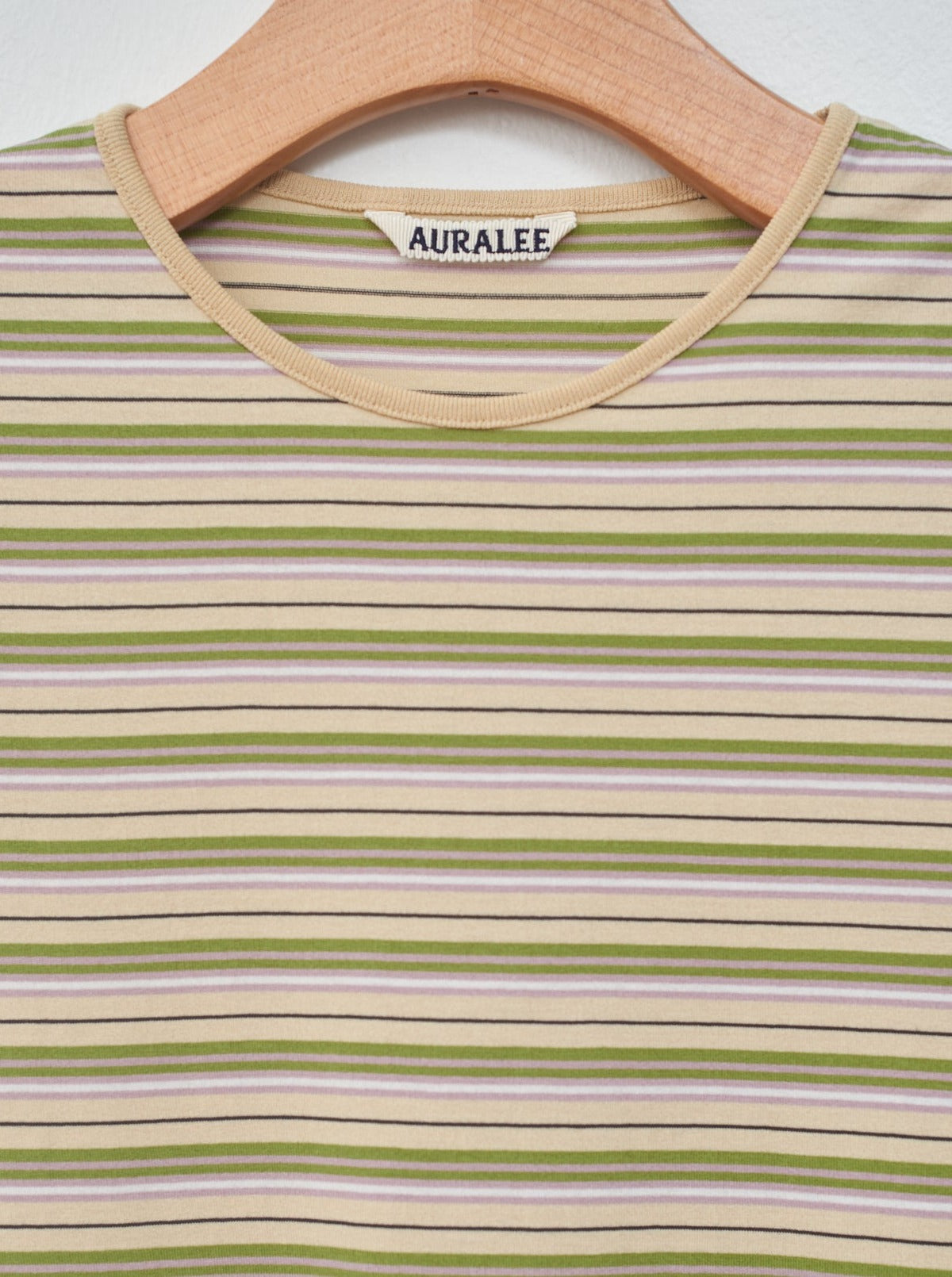 Namu Shop - Auralee Hard Twist Cotton Border Tee - Beige Border
