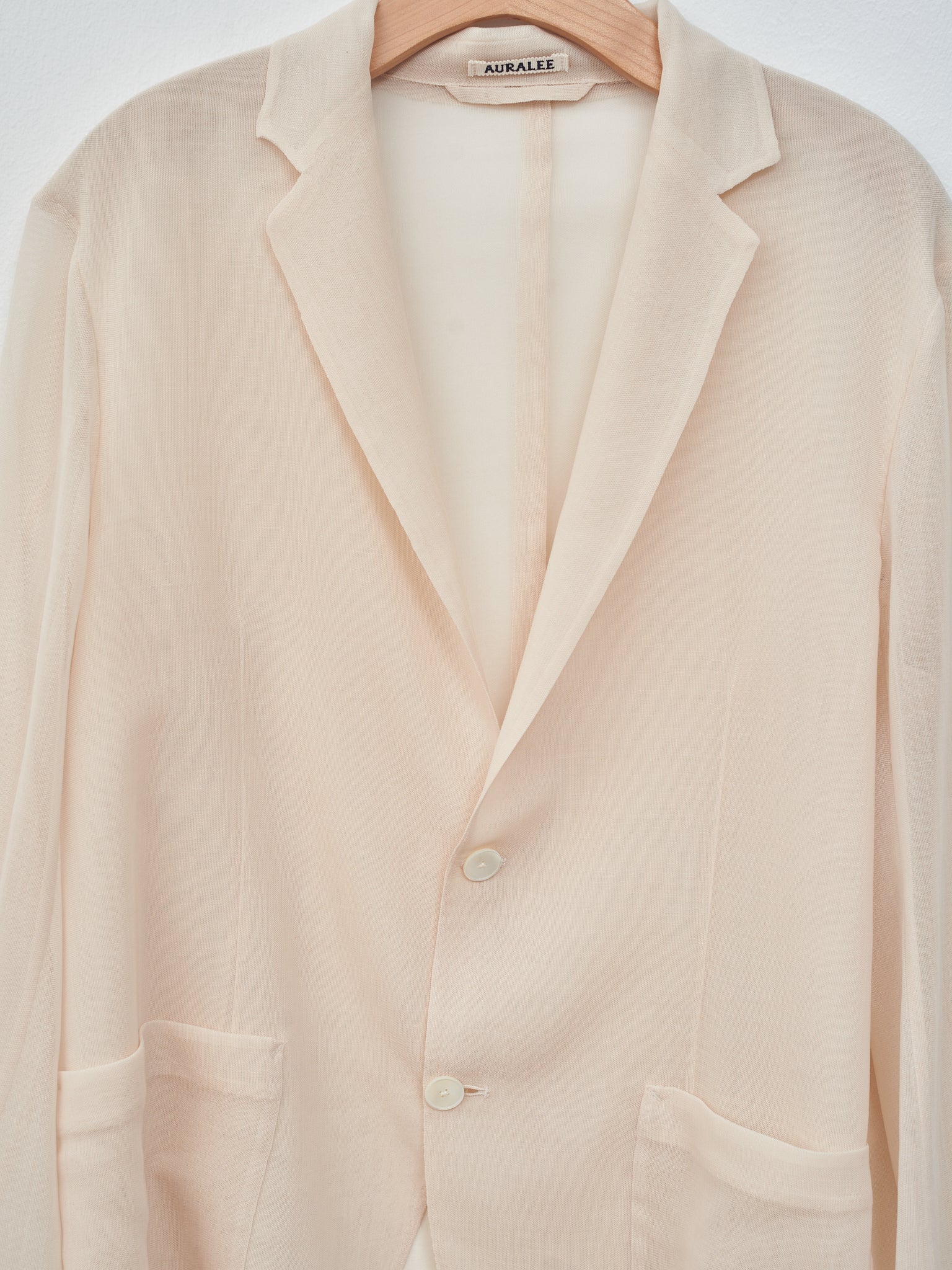 Namu Shop - Auralee Wool Recycle Polyester Leno Sheer Jacket - Ivory