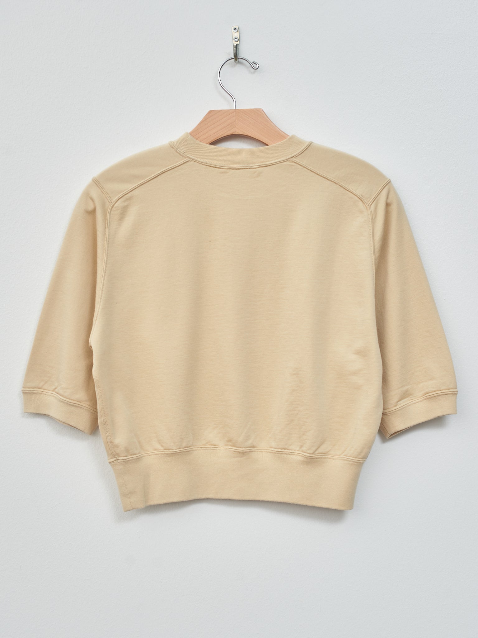 Namu Shop - Auralee Elastic High Gauge Sweat Half Sleeve Pullover - Light Beige