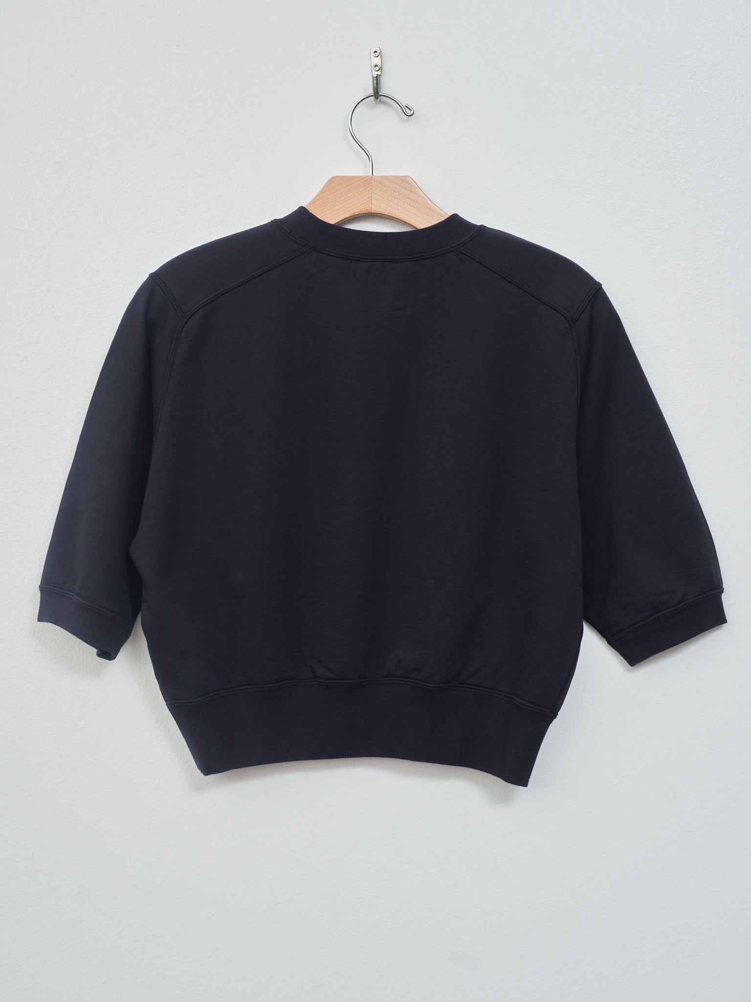 Namu Shop - Auralee Elastic High Gauge Sweat Half Sleeve Pullover - Ink Black