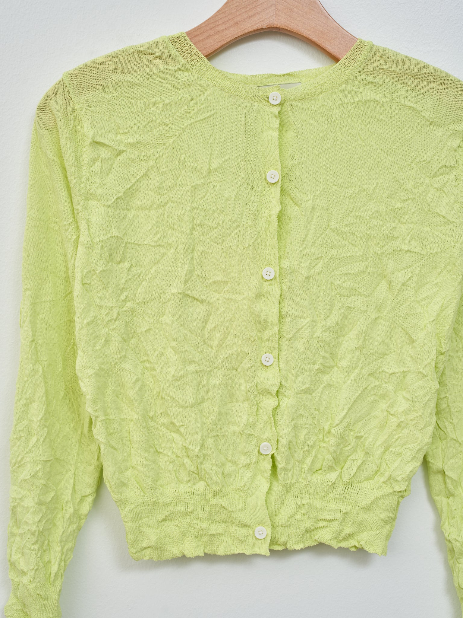 Namu Shop - Sayaka Davis Crinkled Knit Cardigan - Acid Lime