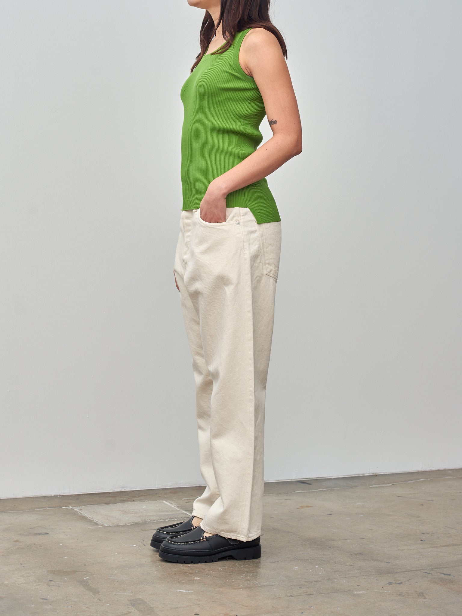 Namu Shop - Auralee Giza High Gauge Rib Knit Tank - Green