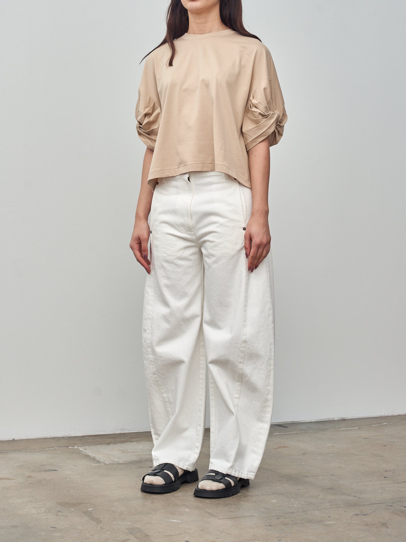 Namu Shop - Sayaka Davis Twisted Sleeve Tee - Biscotti
