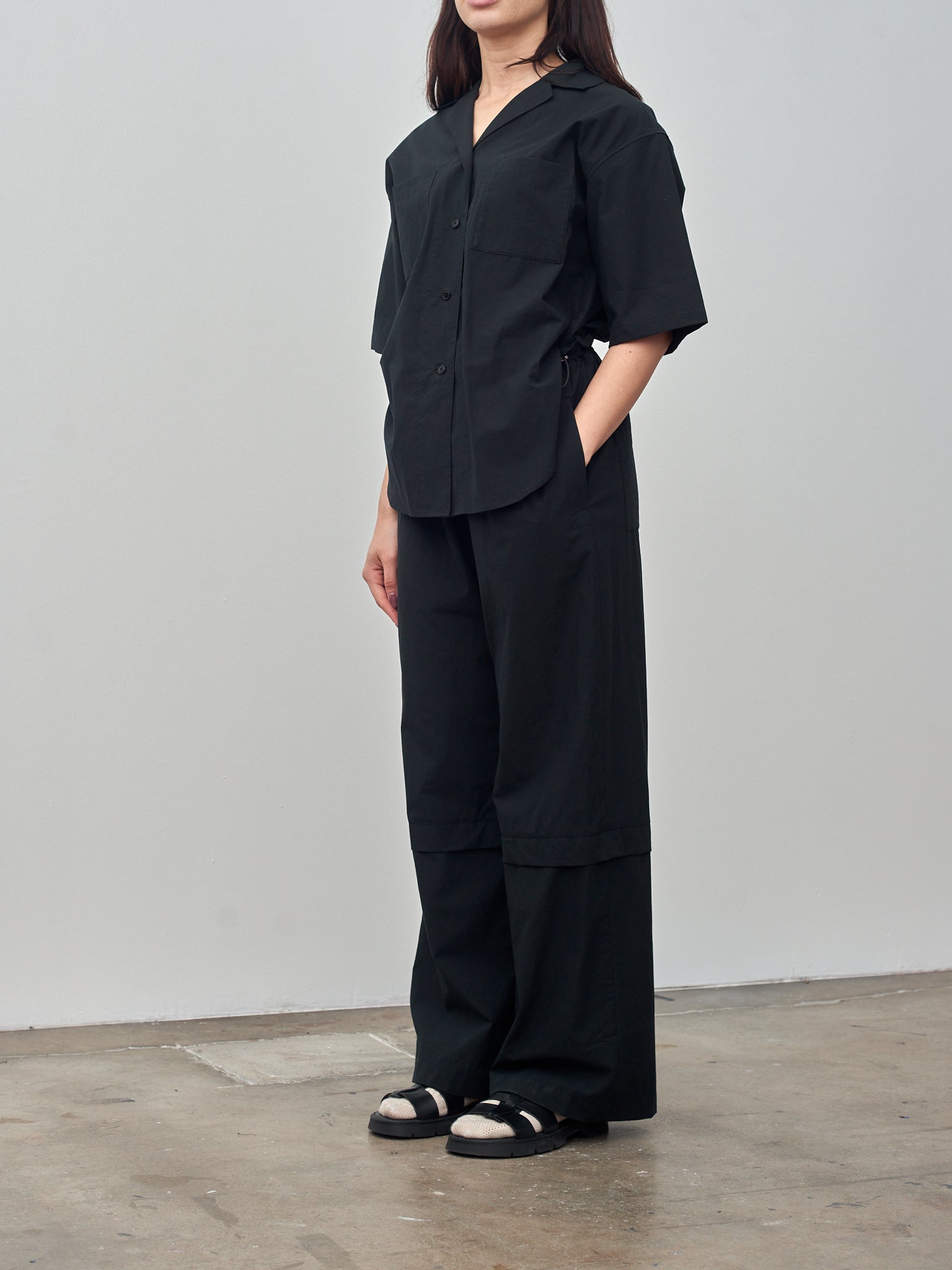 Namu Shop - Sayaka Davis Open Collar Jumpsuit - Black