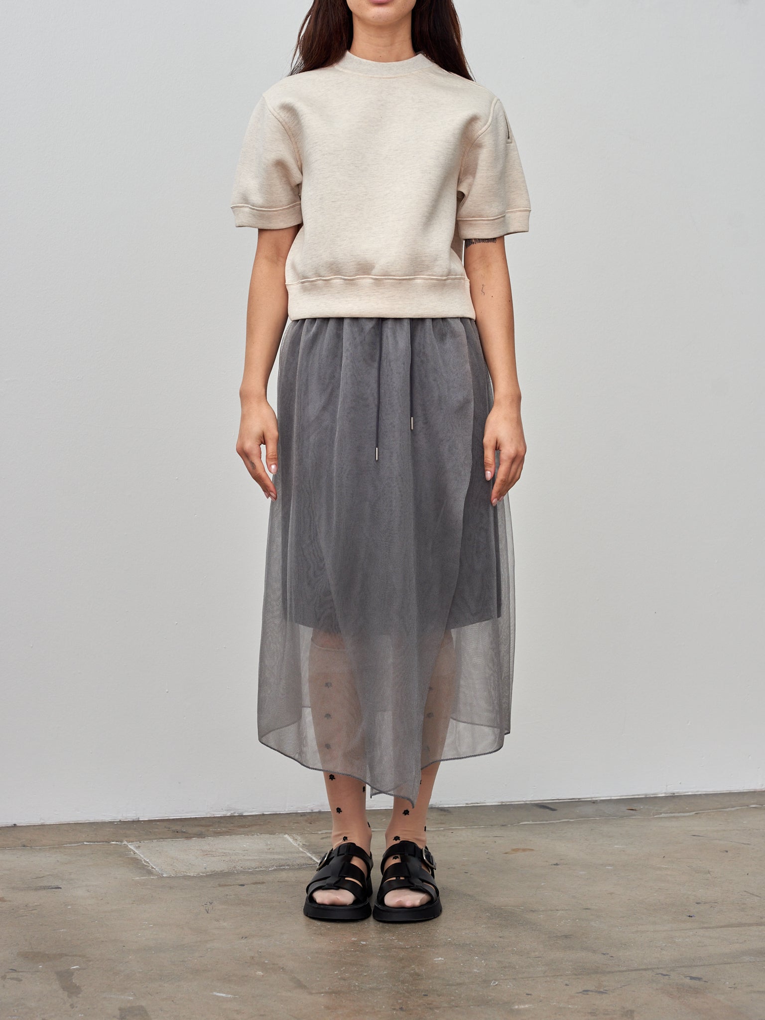 Namu Shop - Unfil Yarn Knit Skirt - Gray