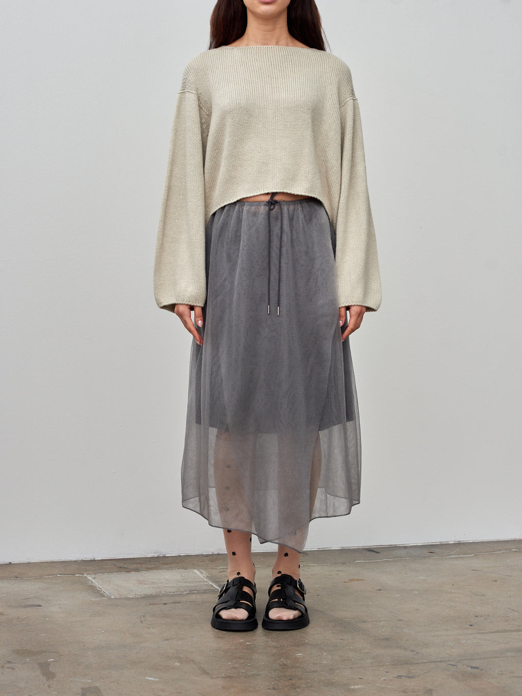 Namu Shop - Unfil Brushed Roving Silk Sweater - Light Gray